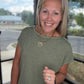 Side Slit Slub Tee- Olive