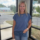 Side Slit Slub Tee- Slate Blue