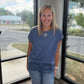 Side Slit Slub Tee- Slate Blue