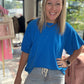 Slub Seam Top- Ocean Blue