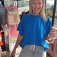 Slub Seam Top- Ocean Blue