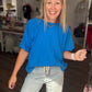 Slub Seam Top- Ocean Blue