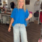 Slub Seam Top- Ocean Blue
