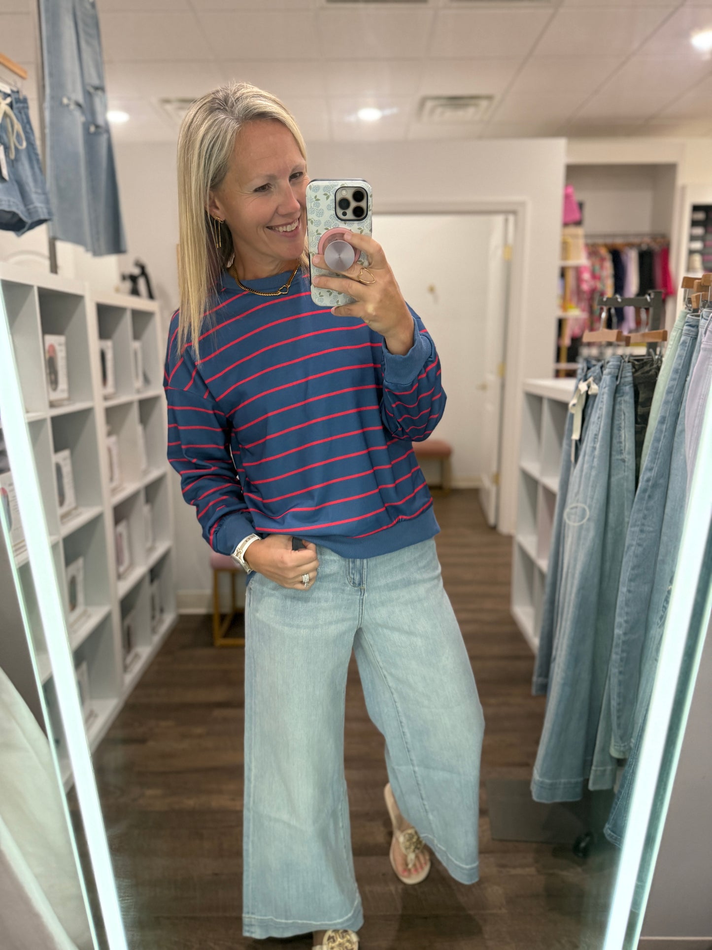 Navy & Stripe Criss Cross