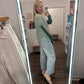Green & Cream Waffle Top