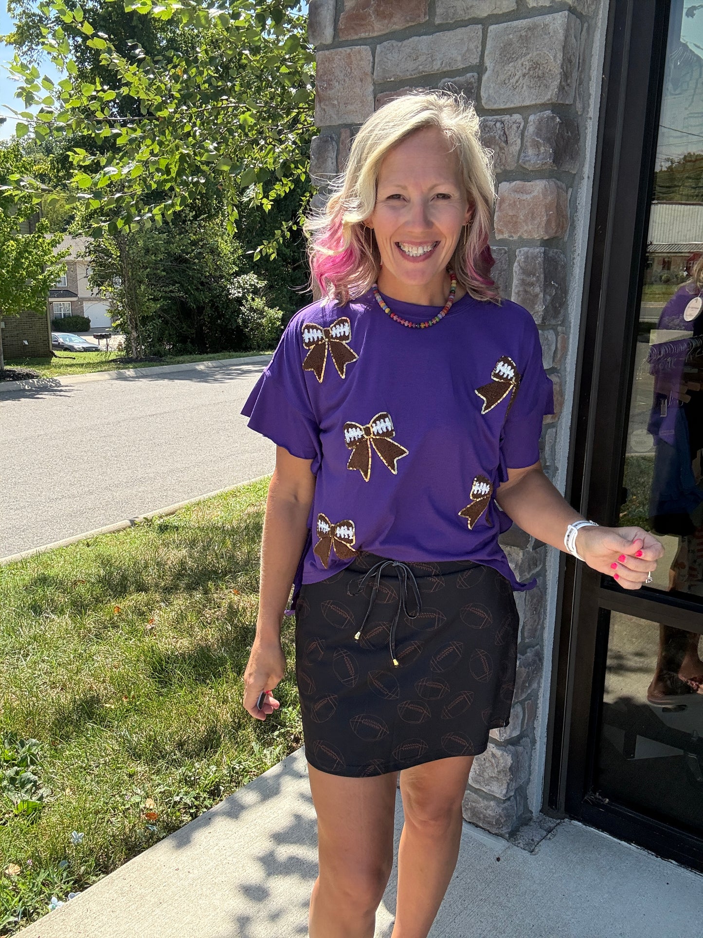 Sideline Sparkle Top- Purple