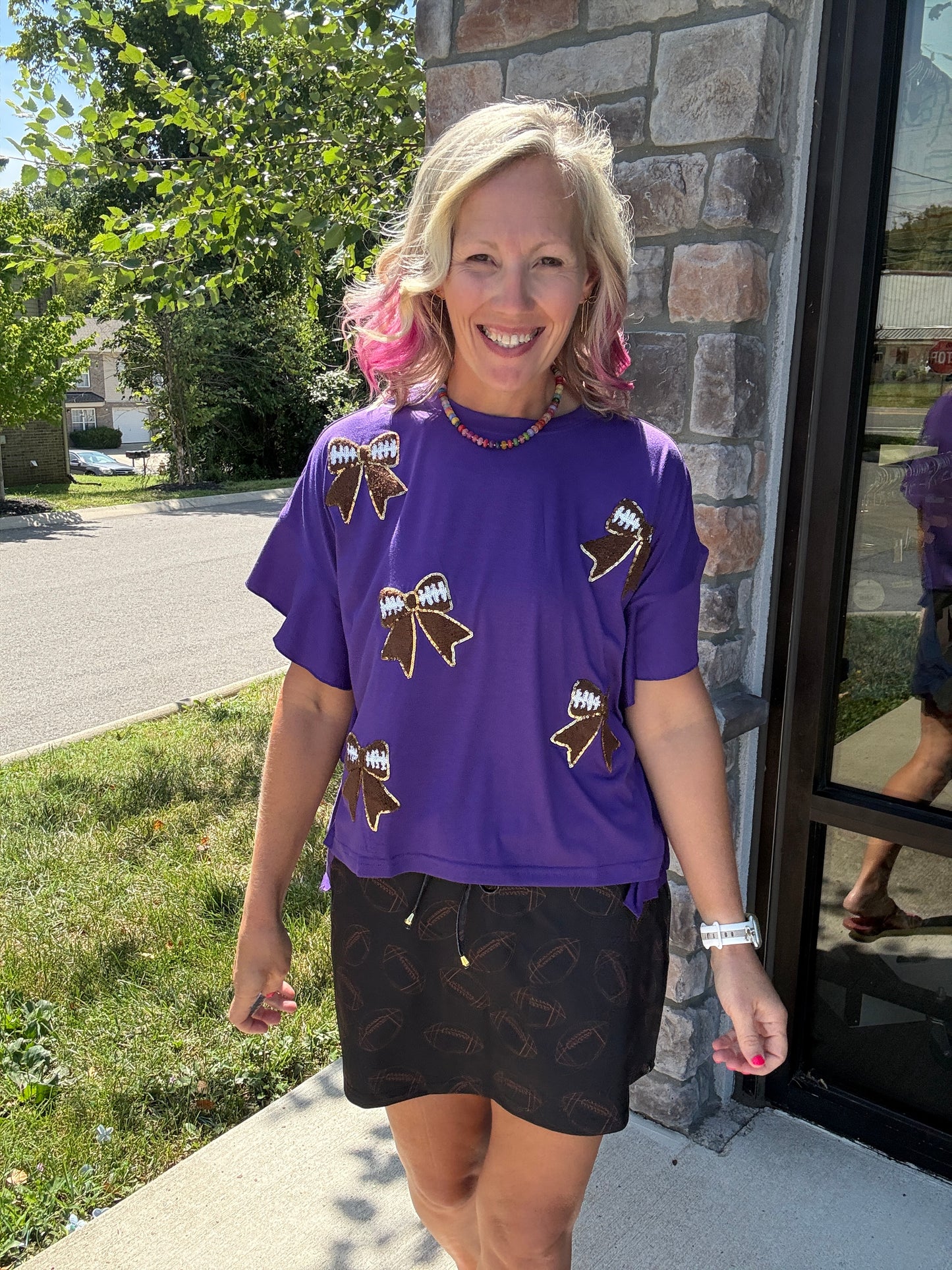 Sideline Sparkle Top- Purple