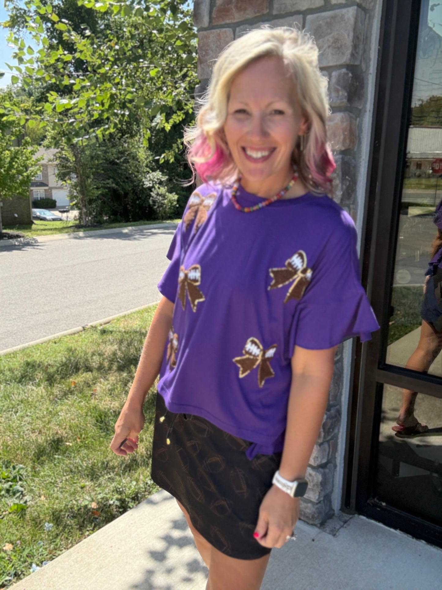 Sideline Sparkle Top- Purple