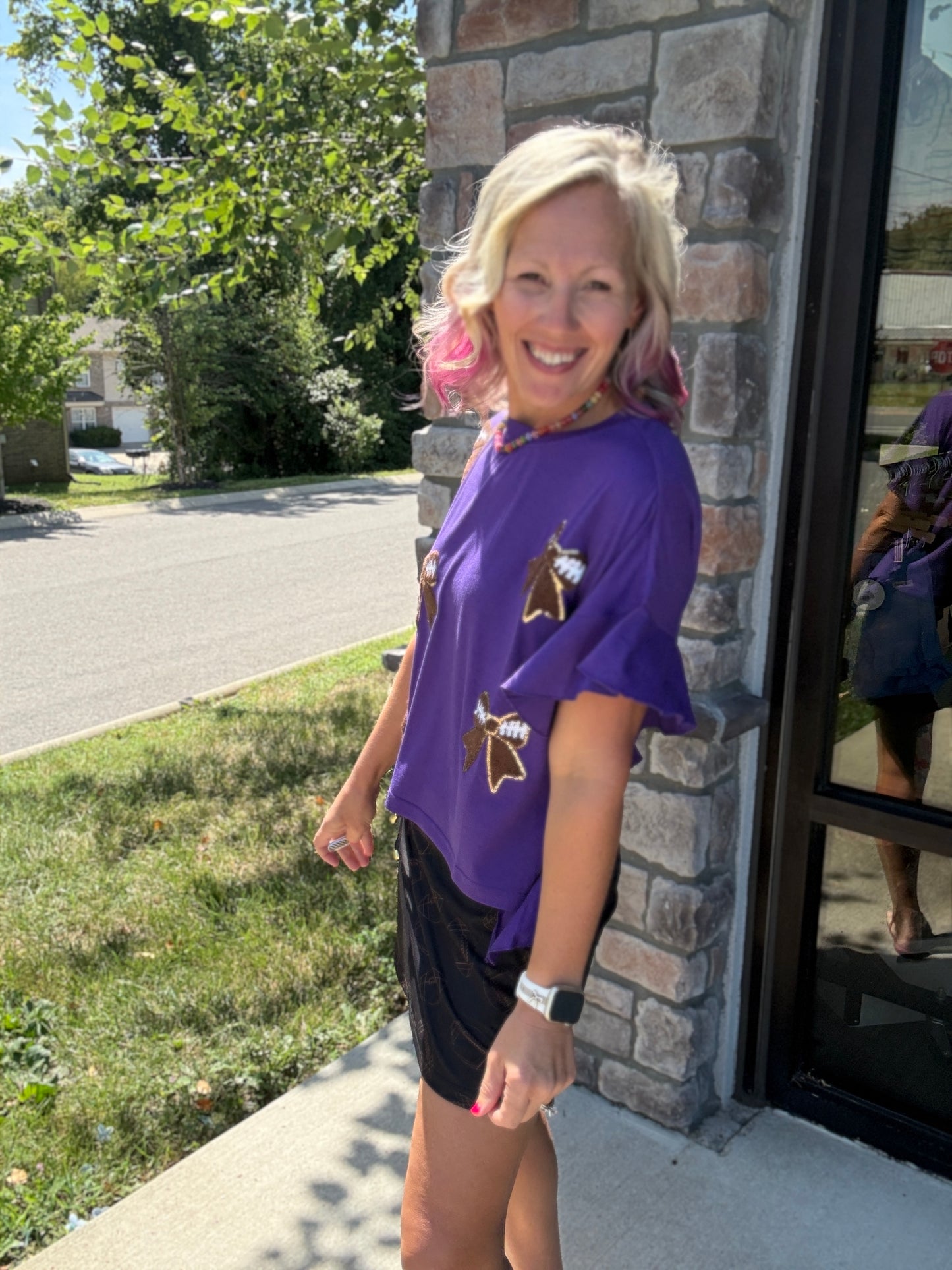 Sideline Sparkle Top- Purple