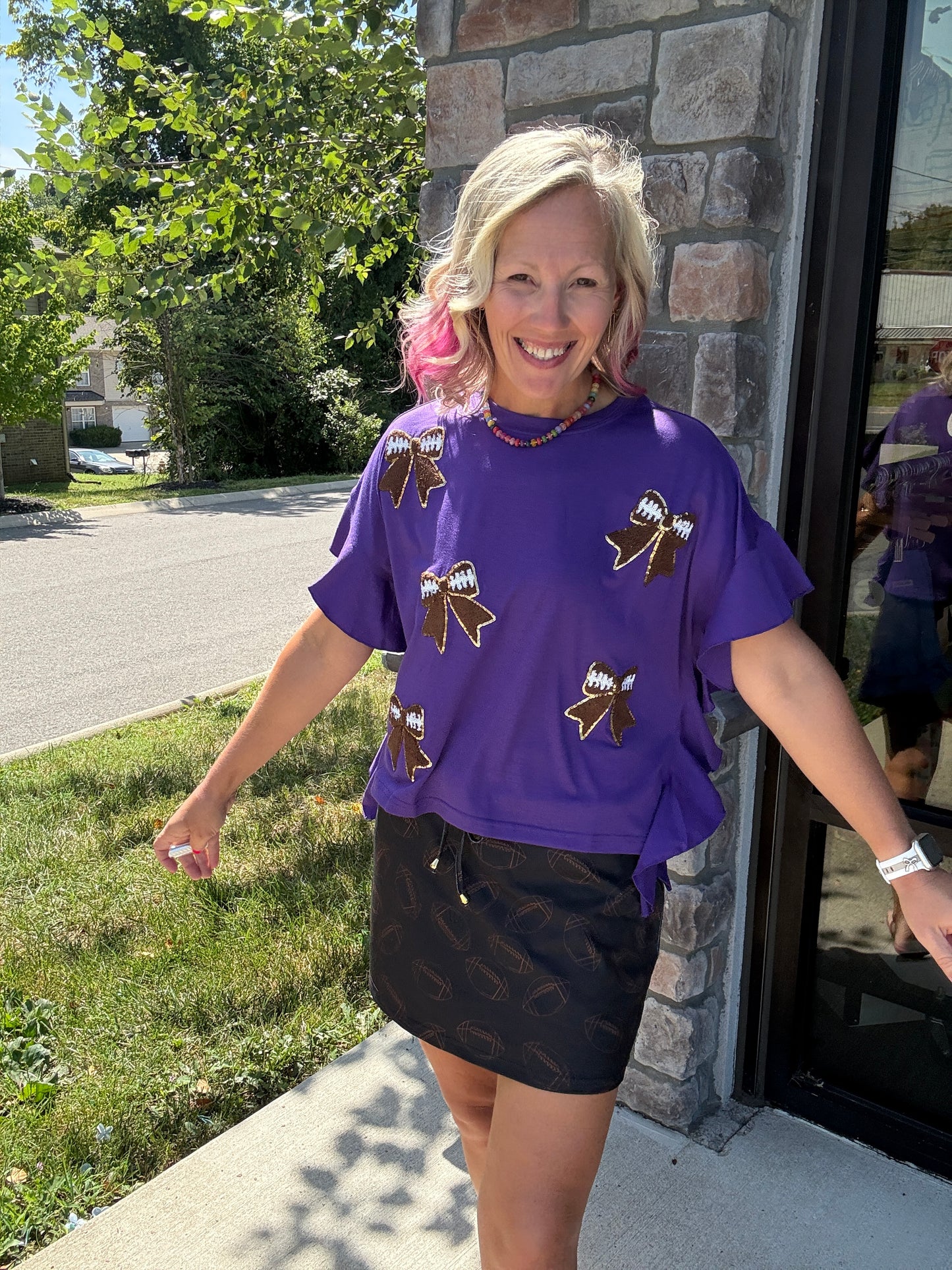 Sideline Sparkle Top- Purple