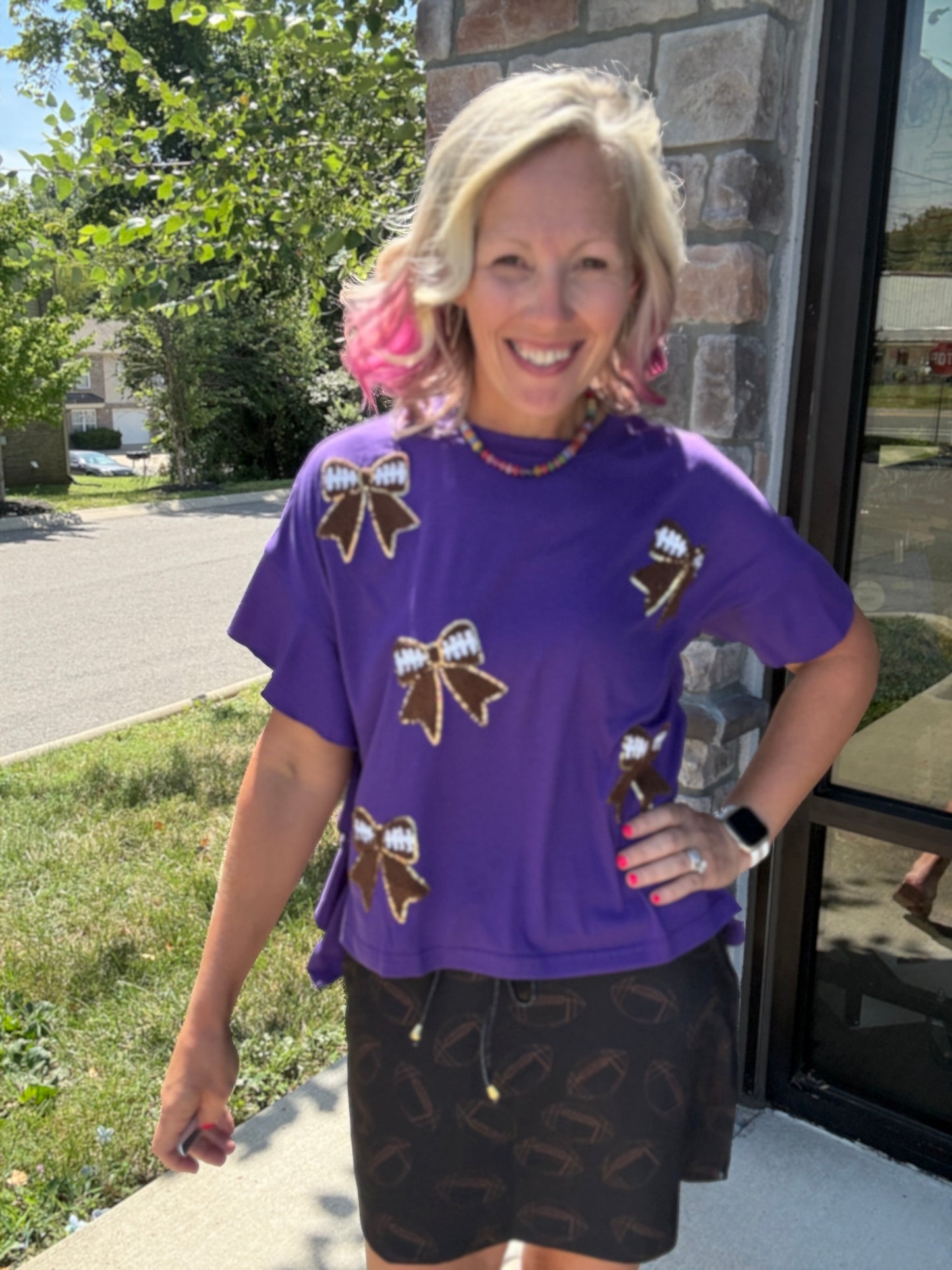 Sideline Sparkle Top- Purple