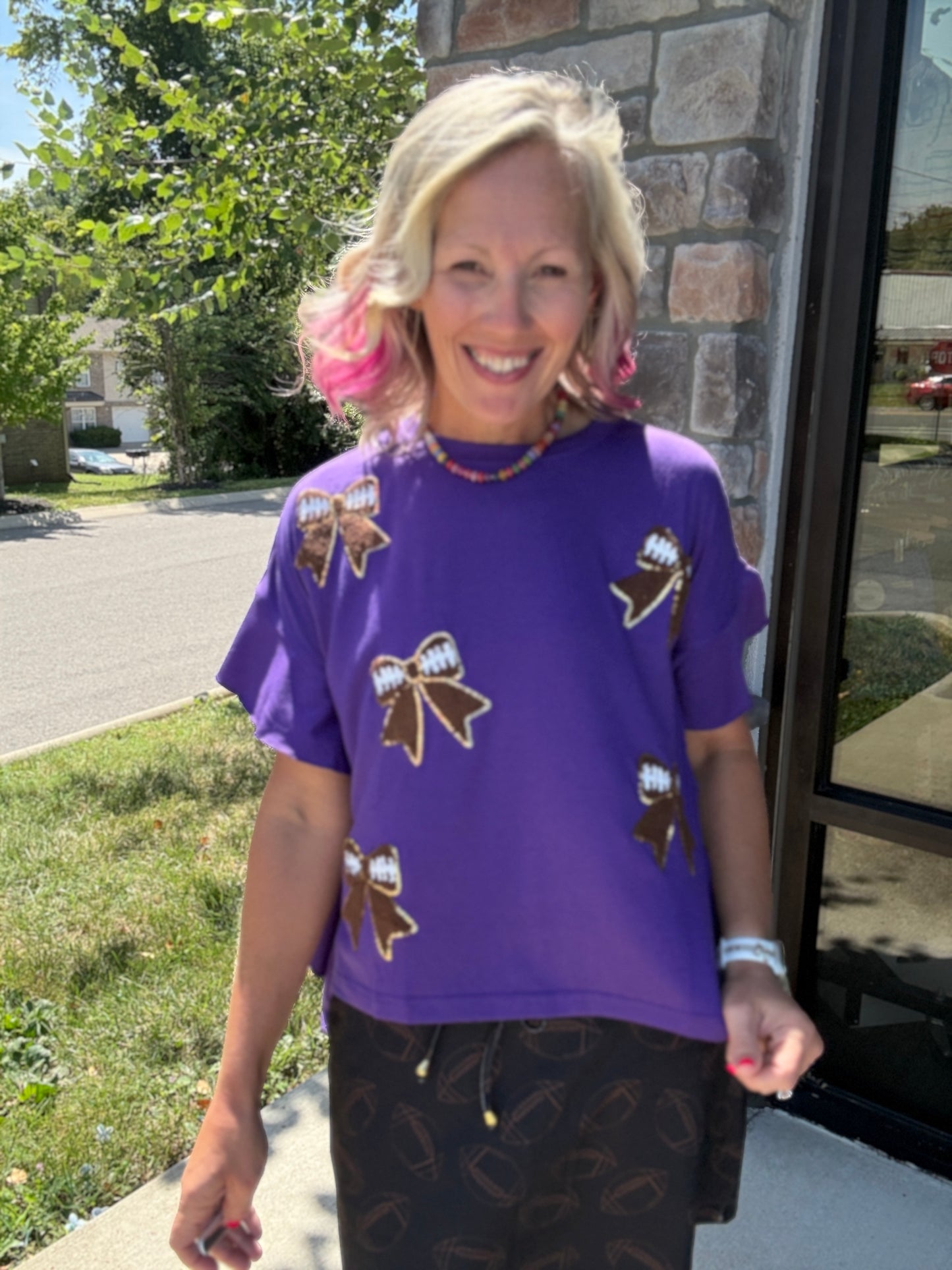 Sideline Sparkle Top- Purple