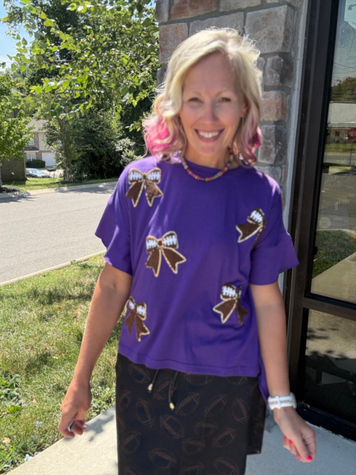 Sideline Sparkle Top- Purple