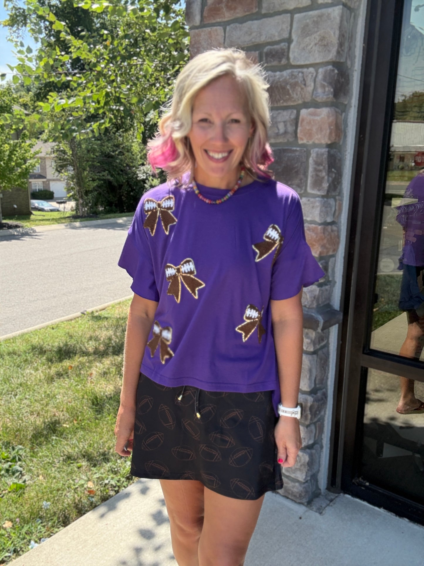 Sideline Sparkle Top- Purple