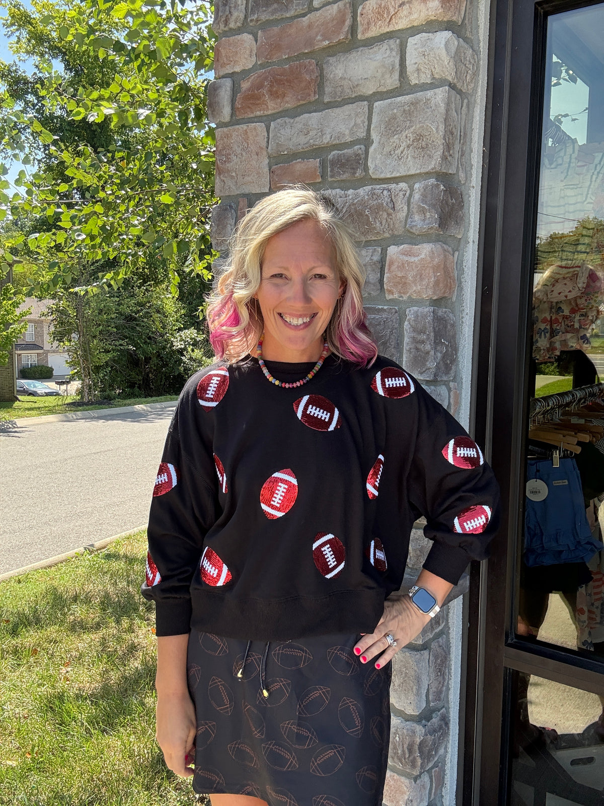 Red & Black Football Sweatshirt