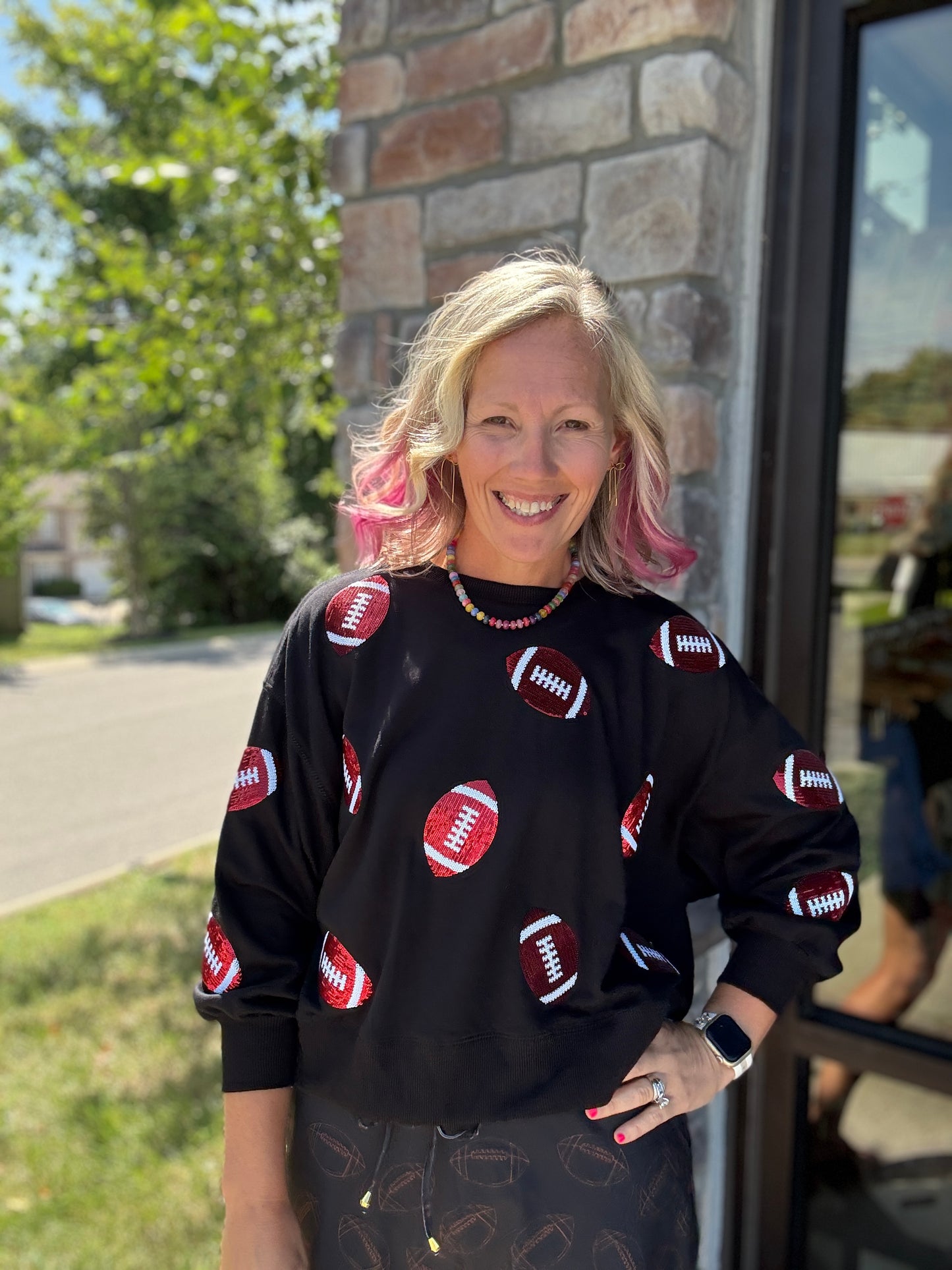 Red & Black Football Sweatshirt