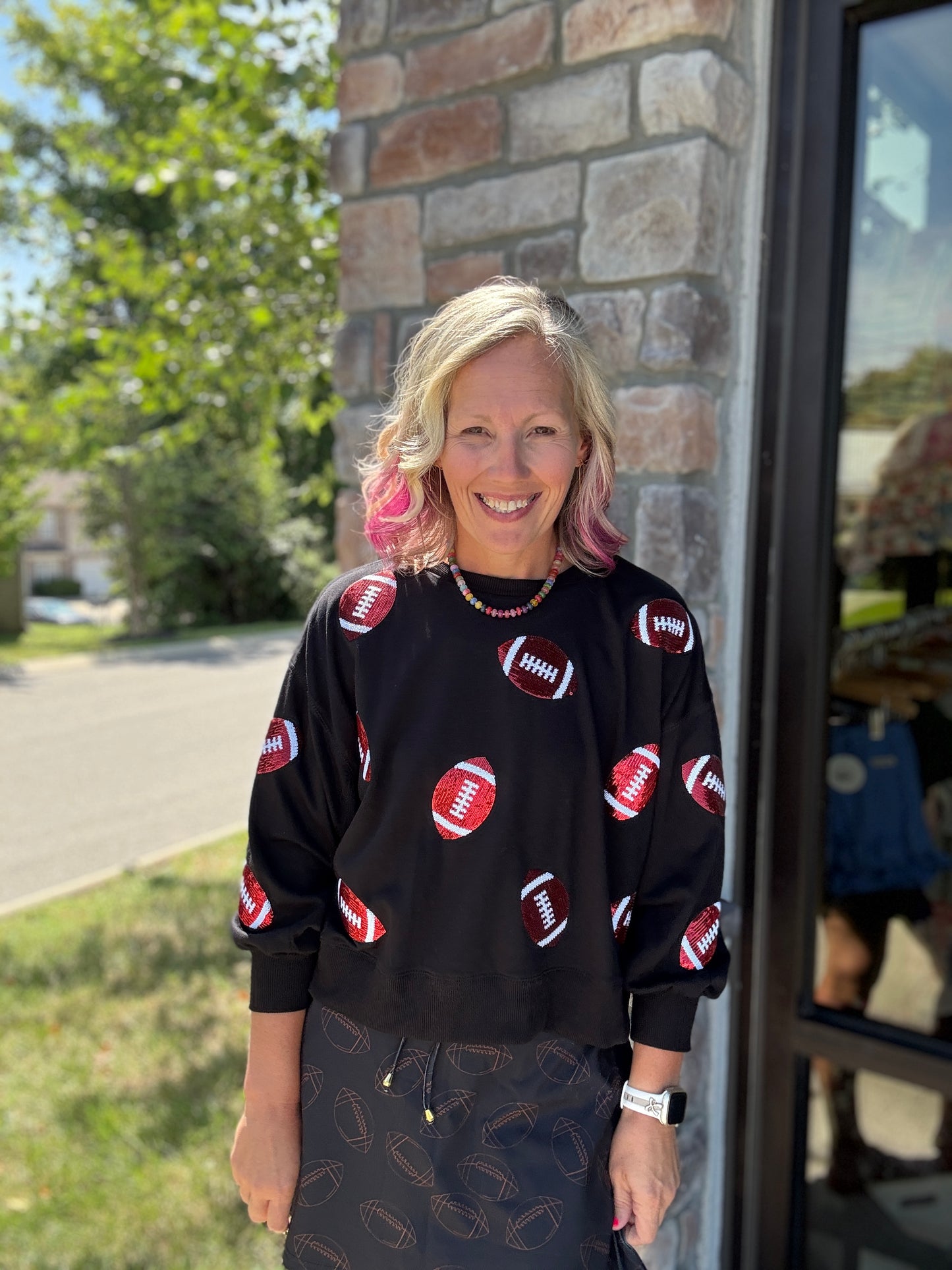 Red & Black Football Sweatshirt
