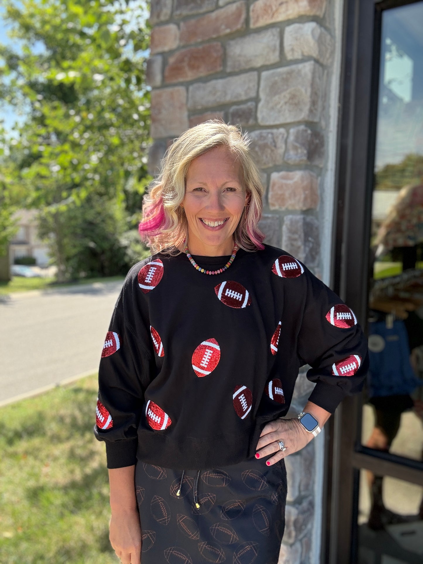 Red & Black Football Sweatshirt