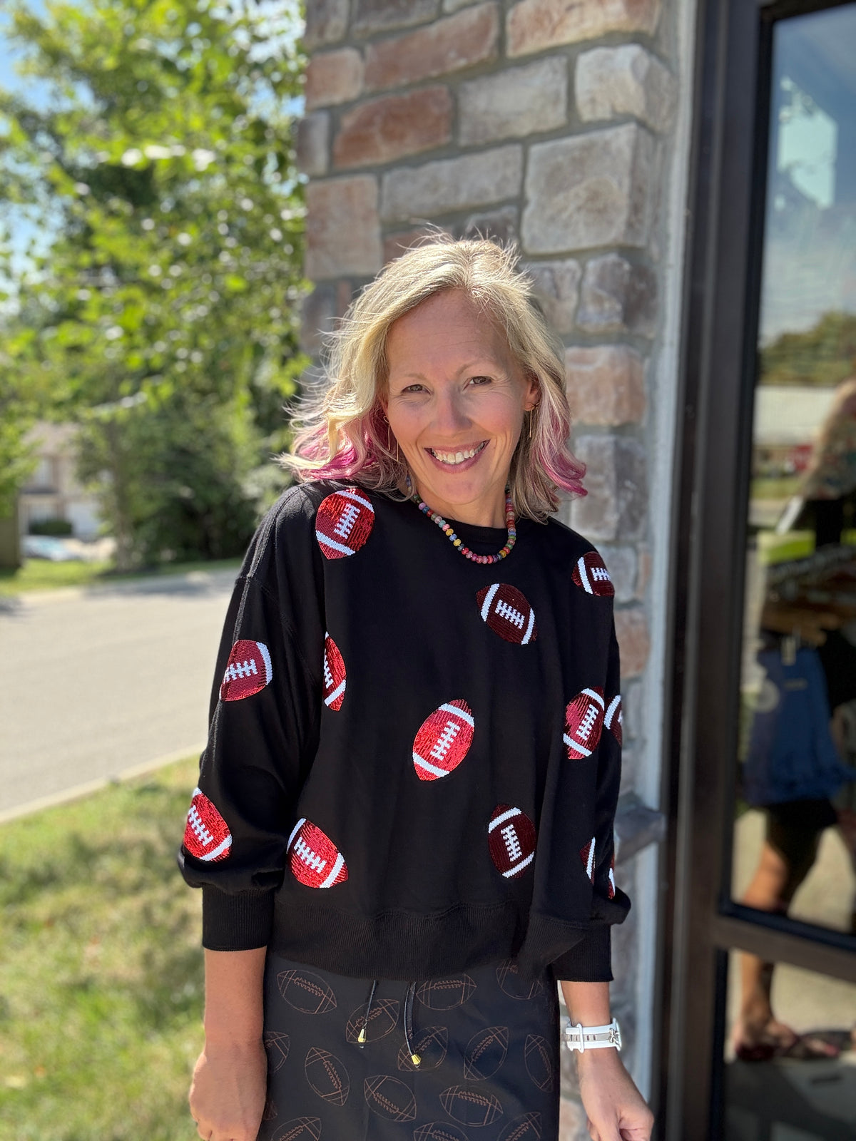 Red & Black Football Sweatshirt
