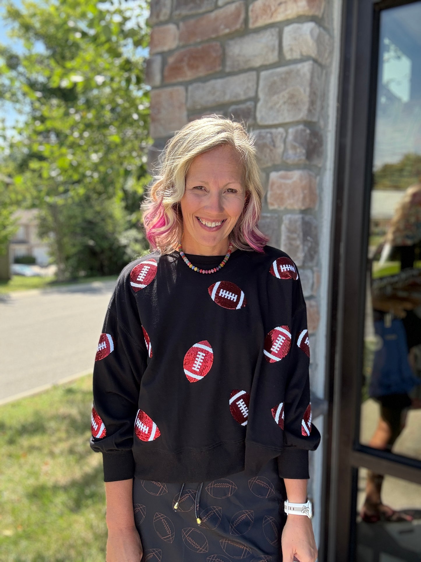 Red & Black Football Sweatshirt