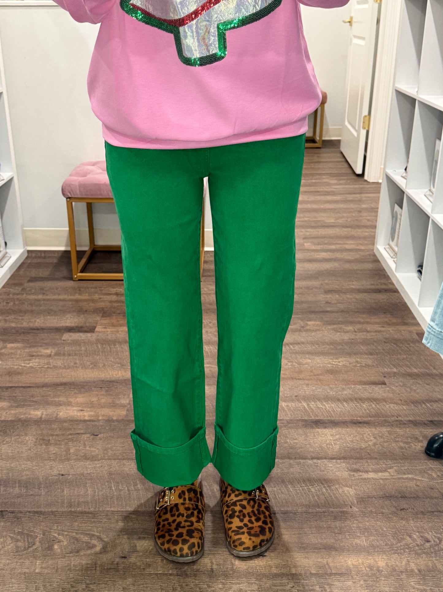 Kelly Green Pop Jeans