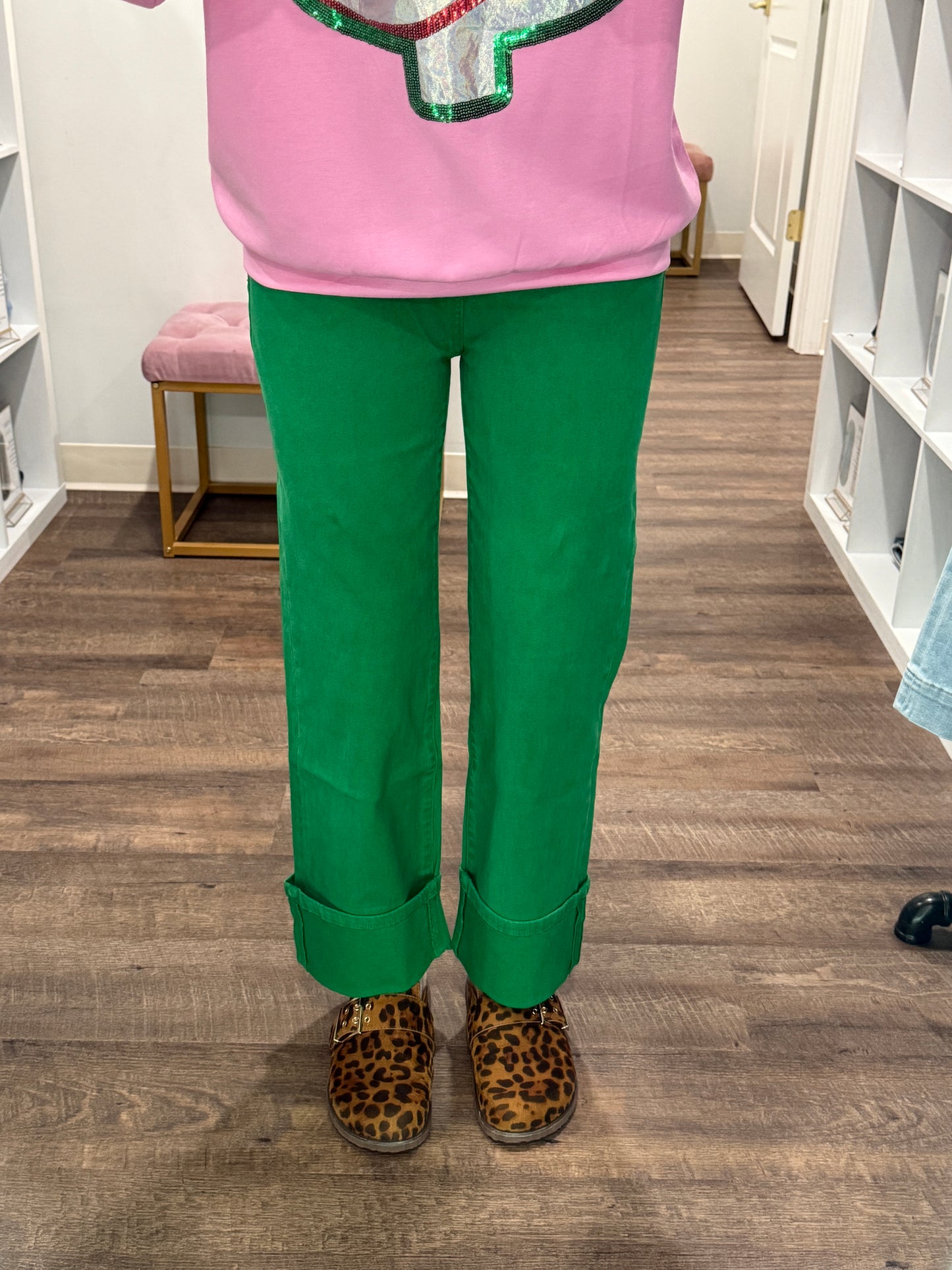 Kelly Green Pop Jeans
