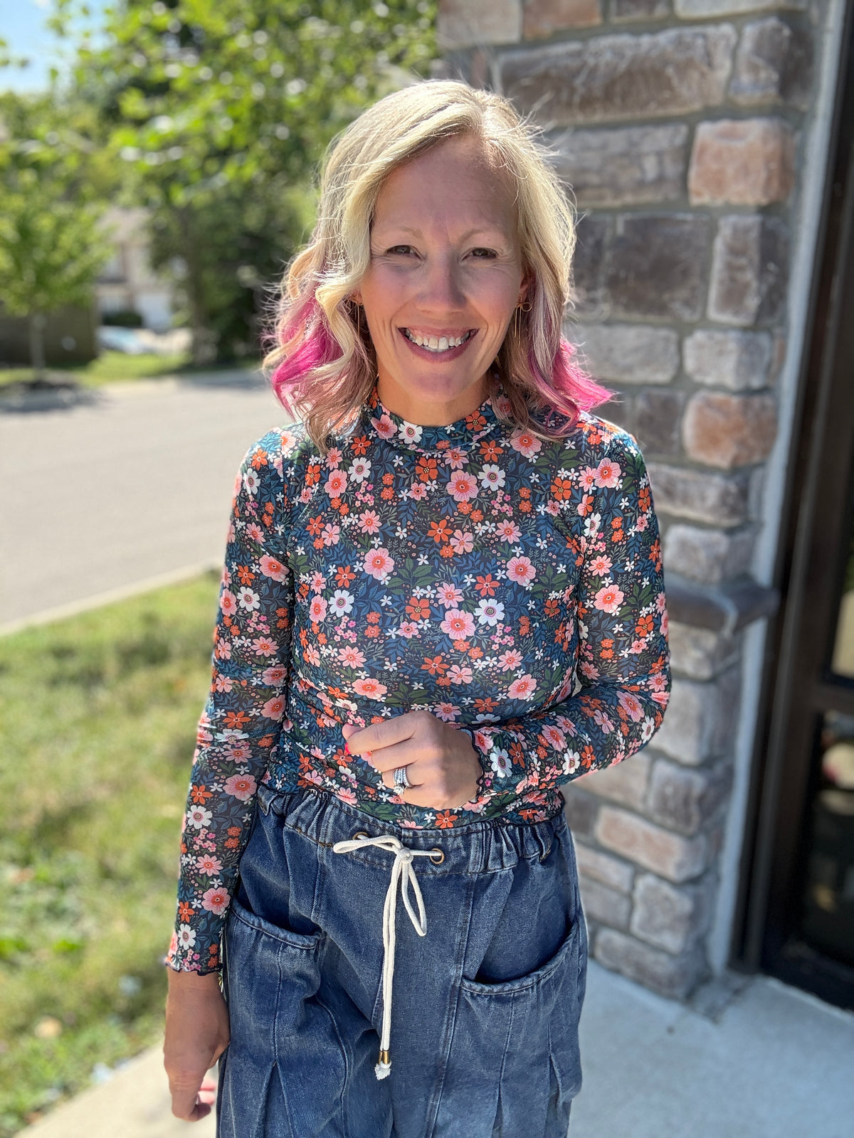 Fall in Bloom Mesh Top