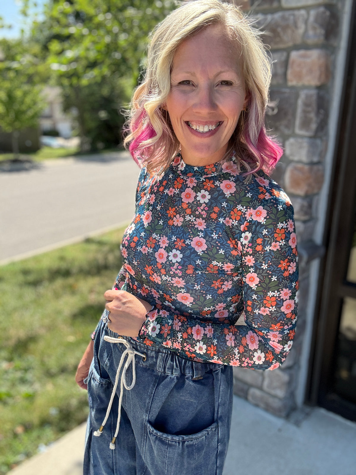 Fall in Bloom Mesh Top