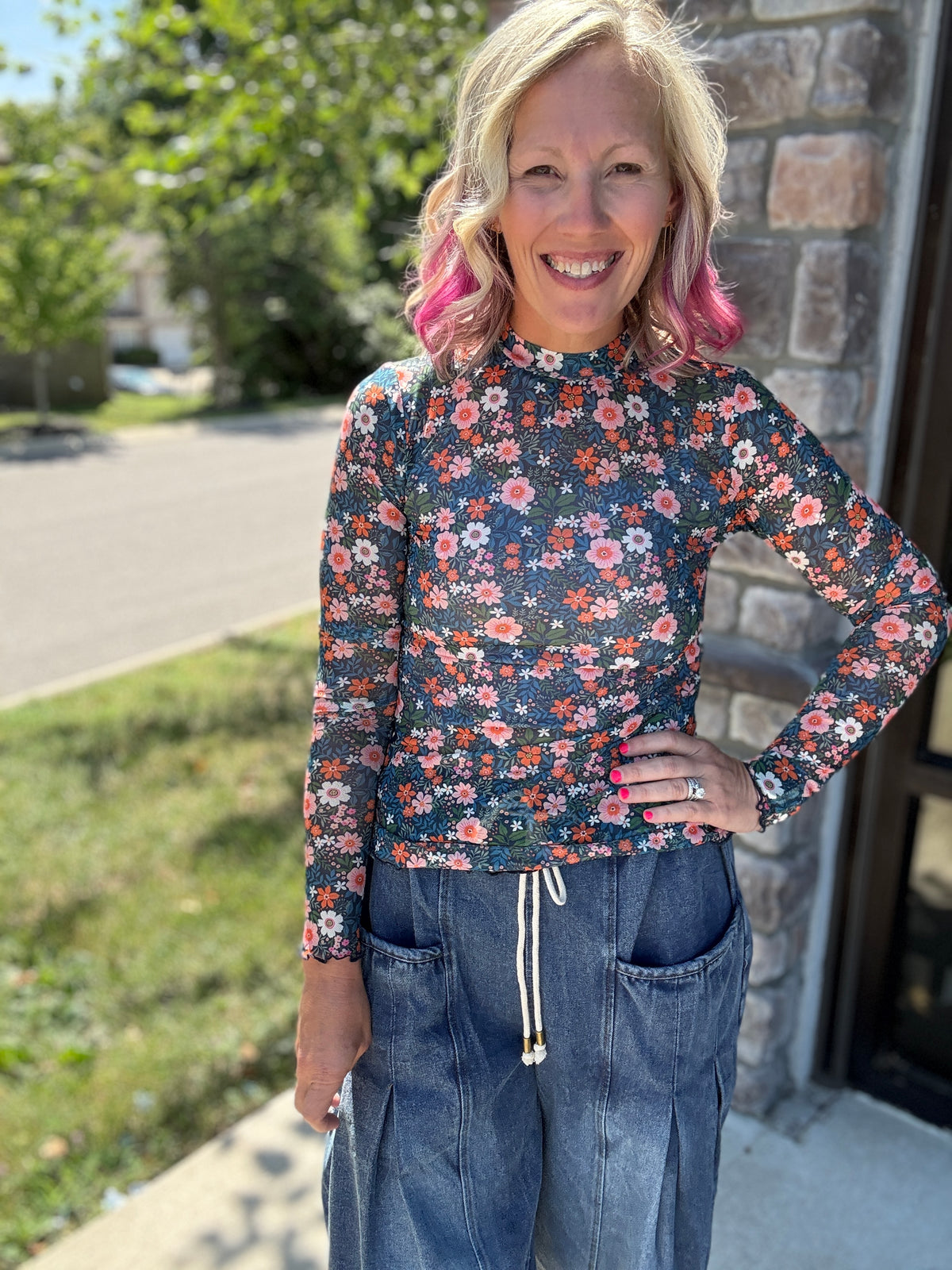 Fall in Bloom Mesh Top