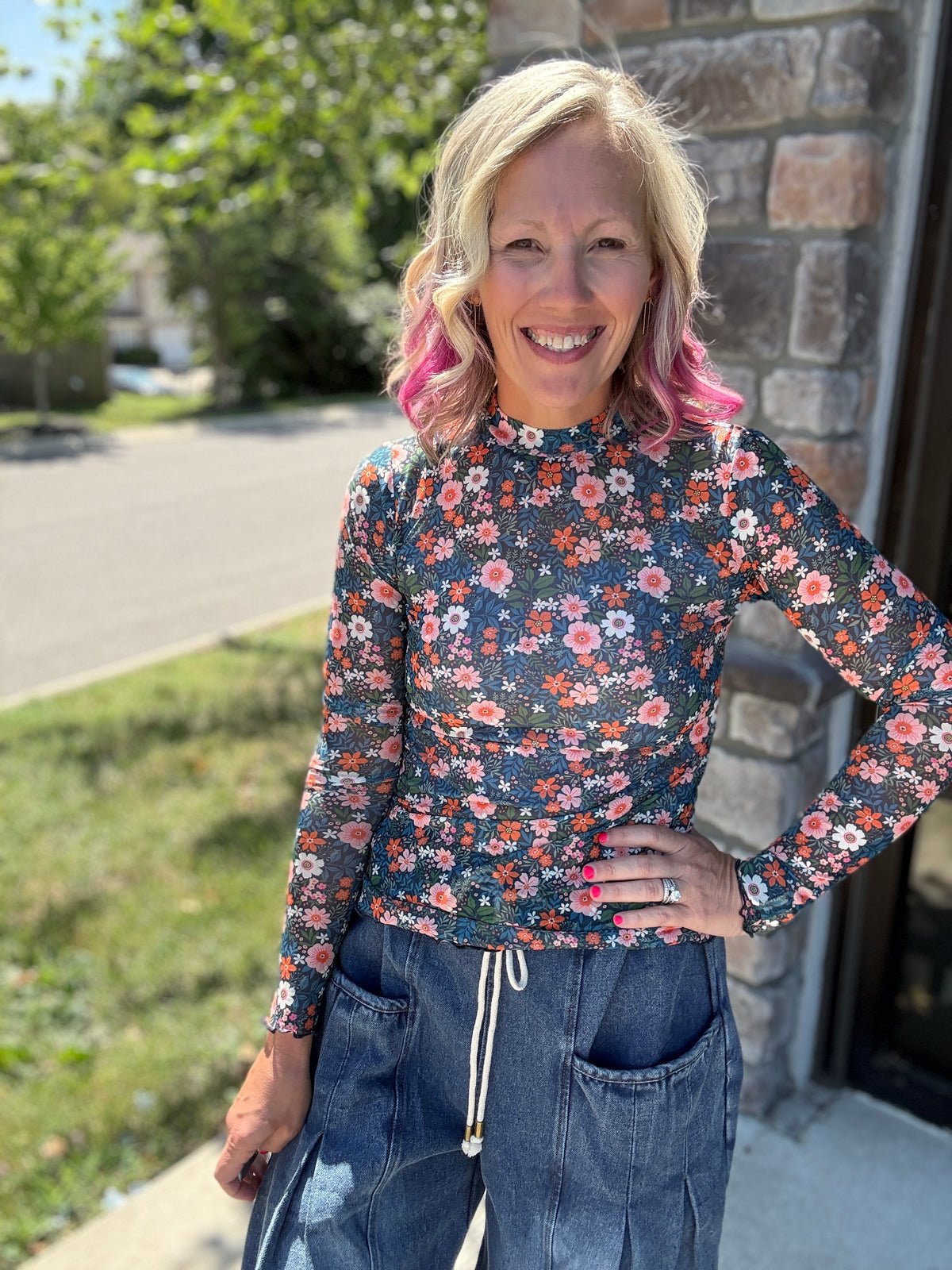 Fall in Bloom Mesh Top