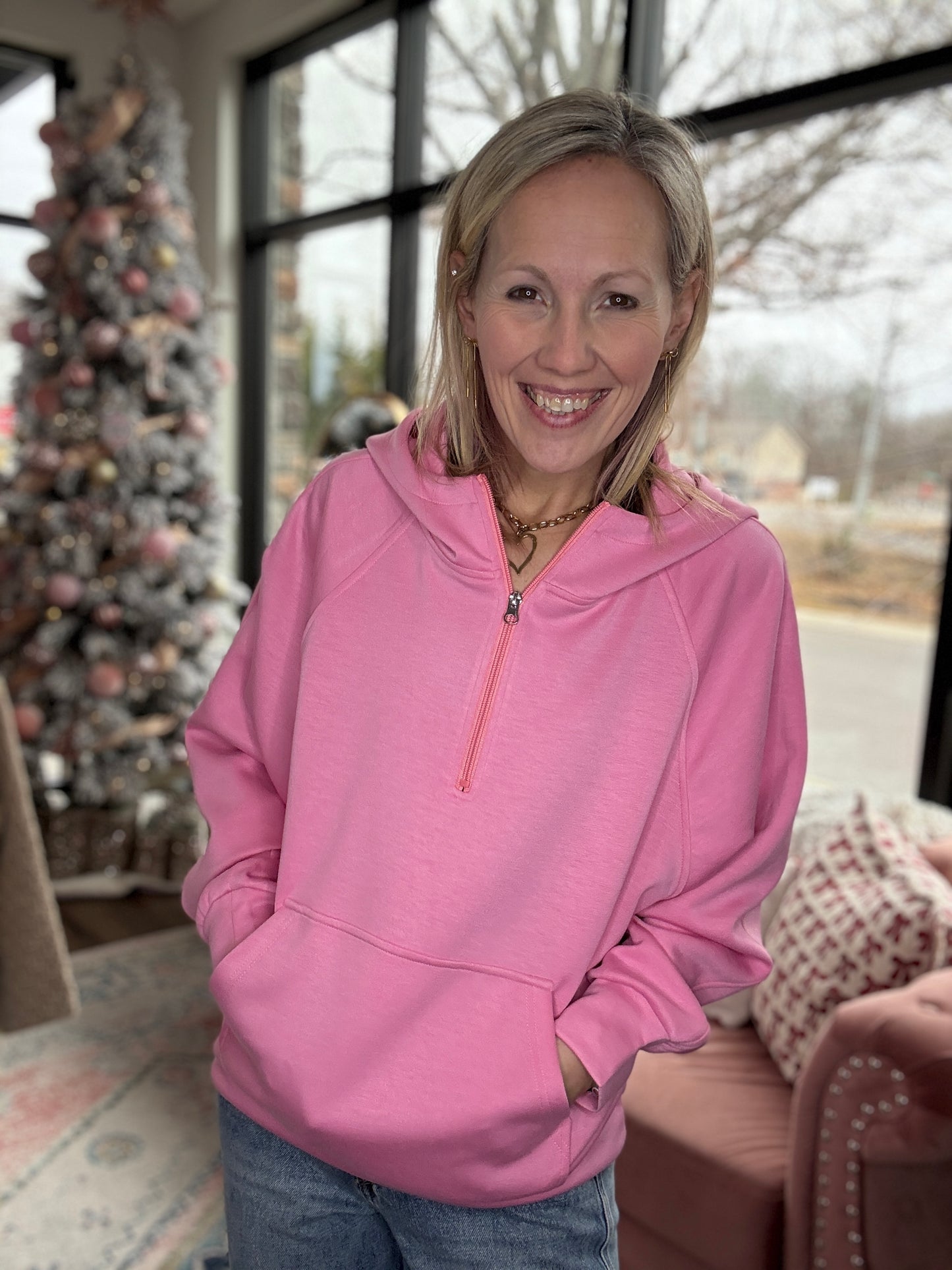 On the Go Luxe Pullover- Pink