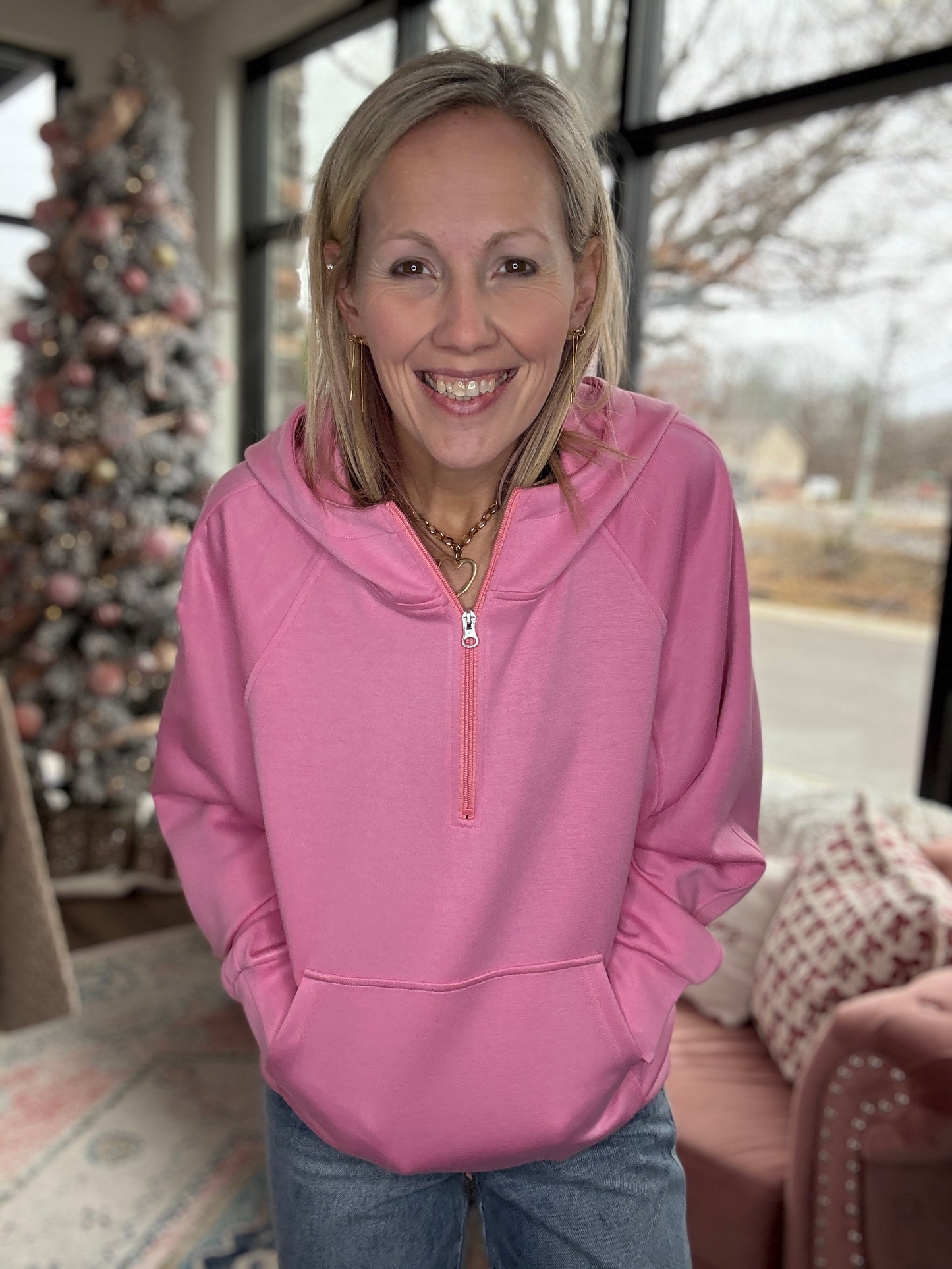 On the Go Luxe Pullover- Pink