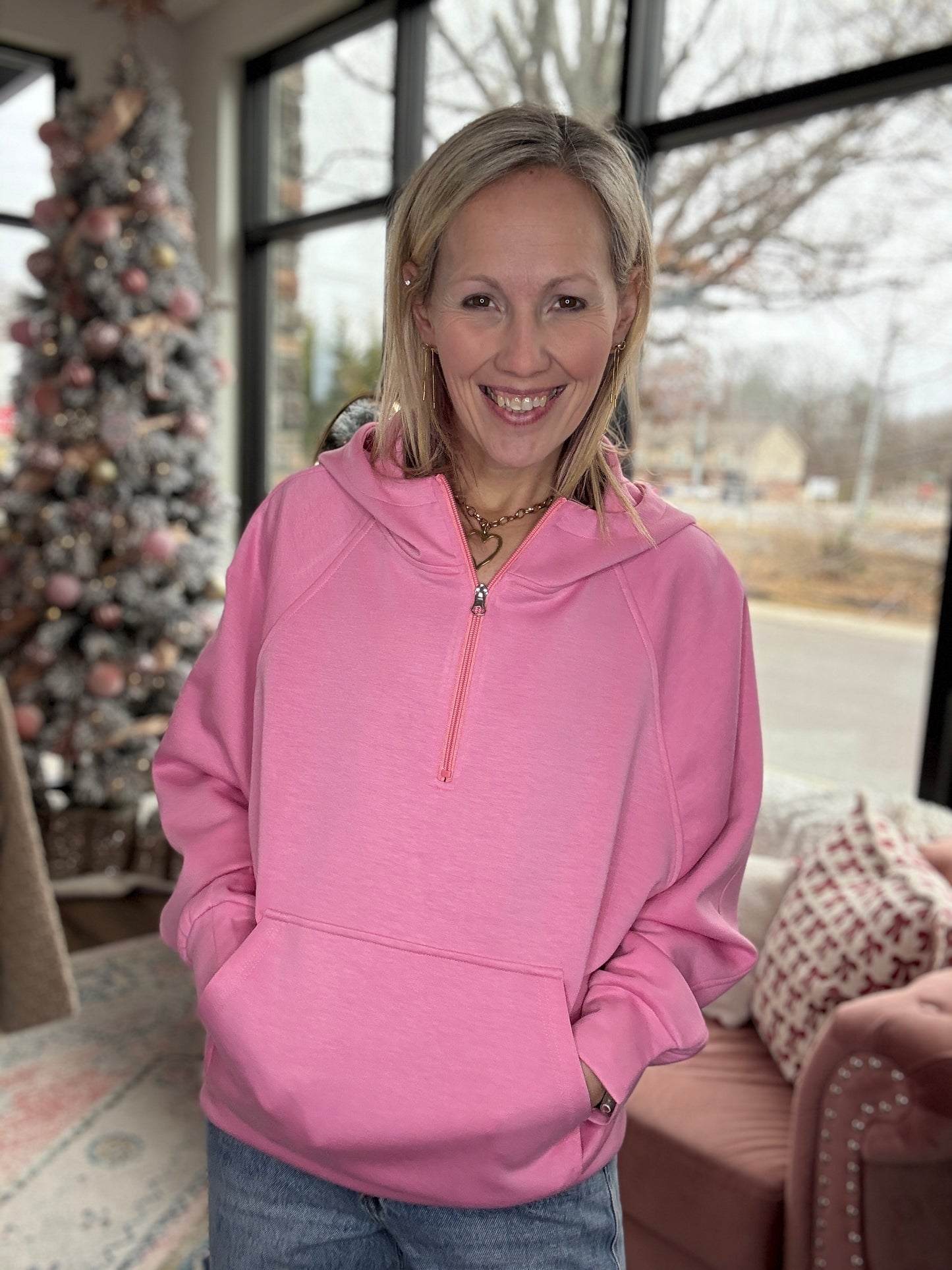 On the Go Luxe Pullover- Pink