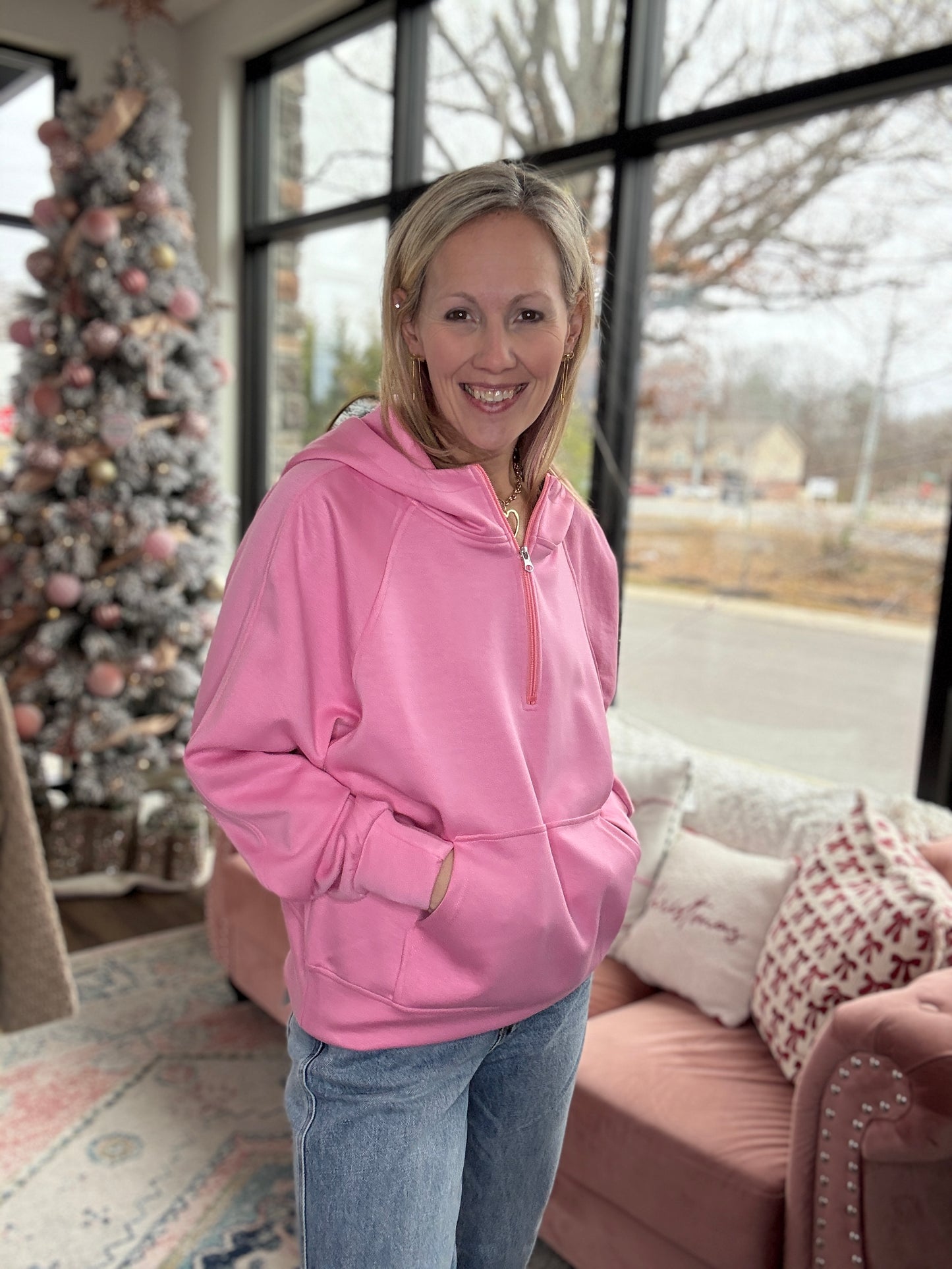 On the Go Luxe Pullover- Pink