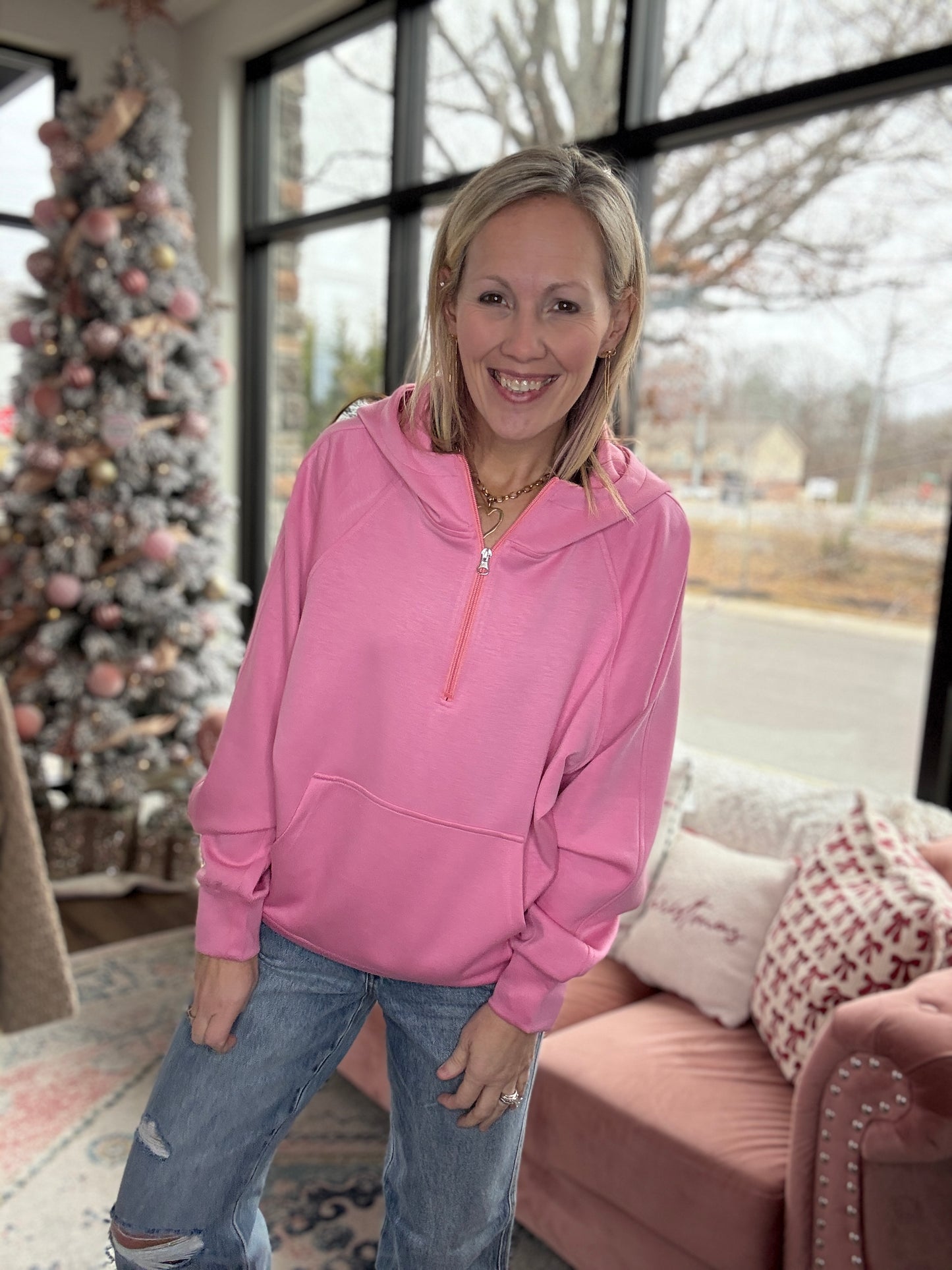 On the Go Luxe Pullover- Pink