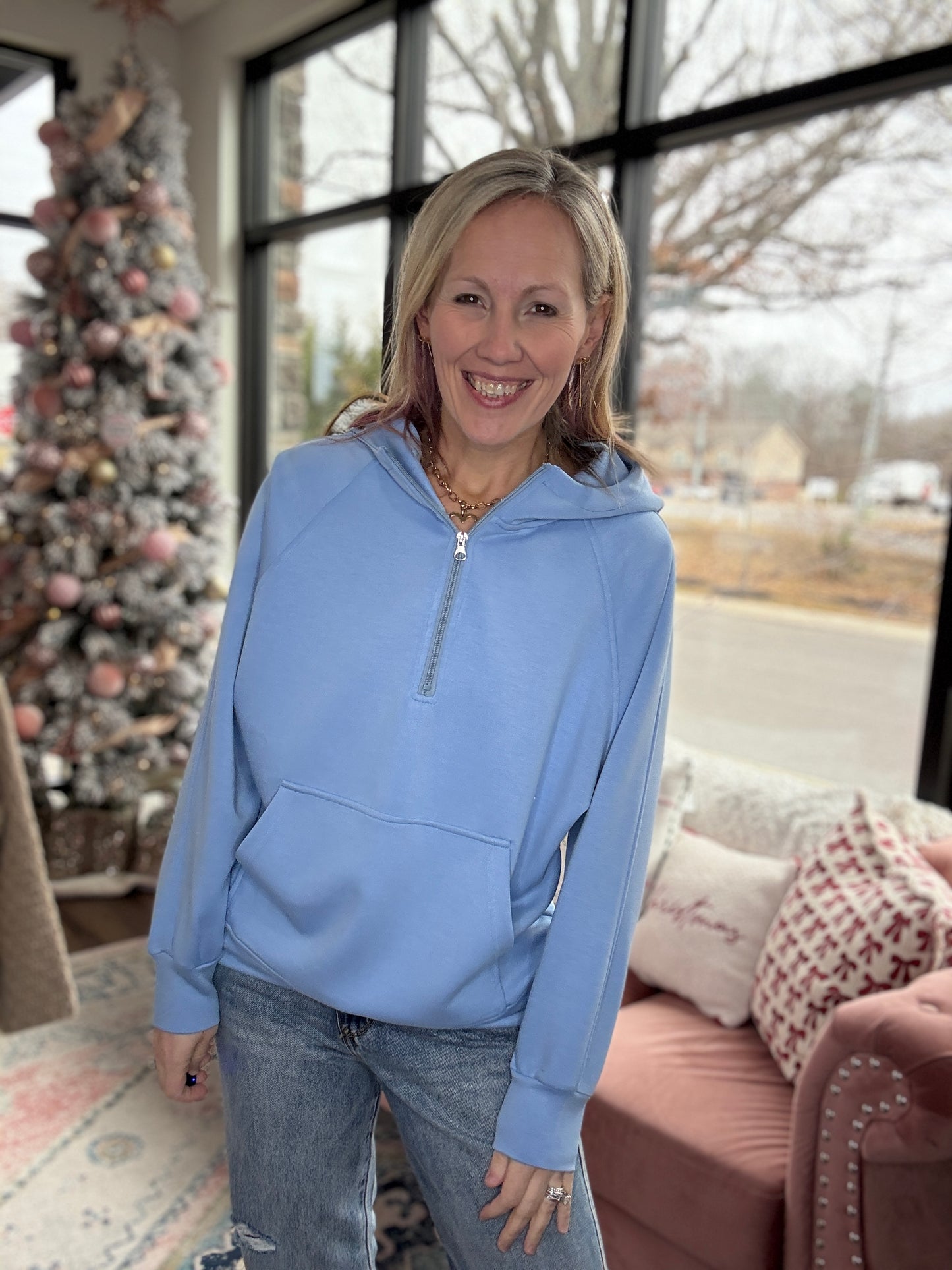 On the Go Luxe Pullover- Blue