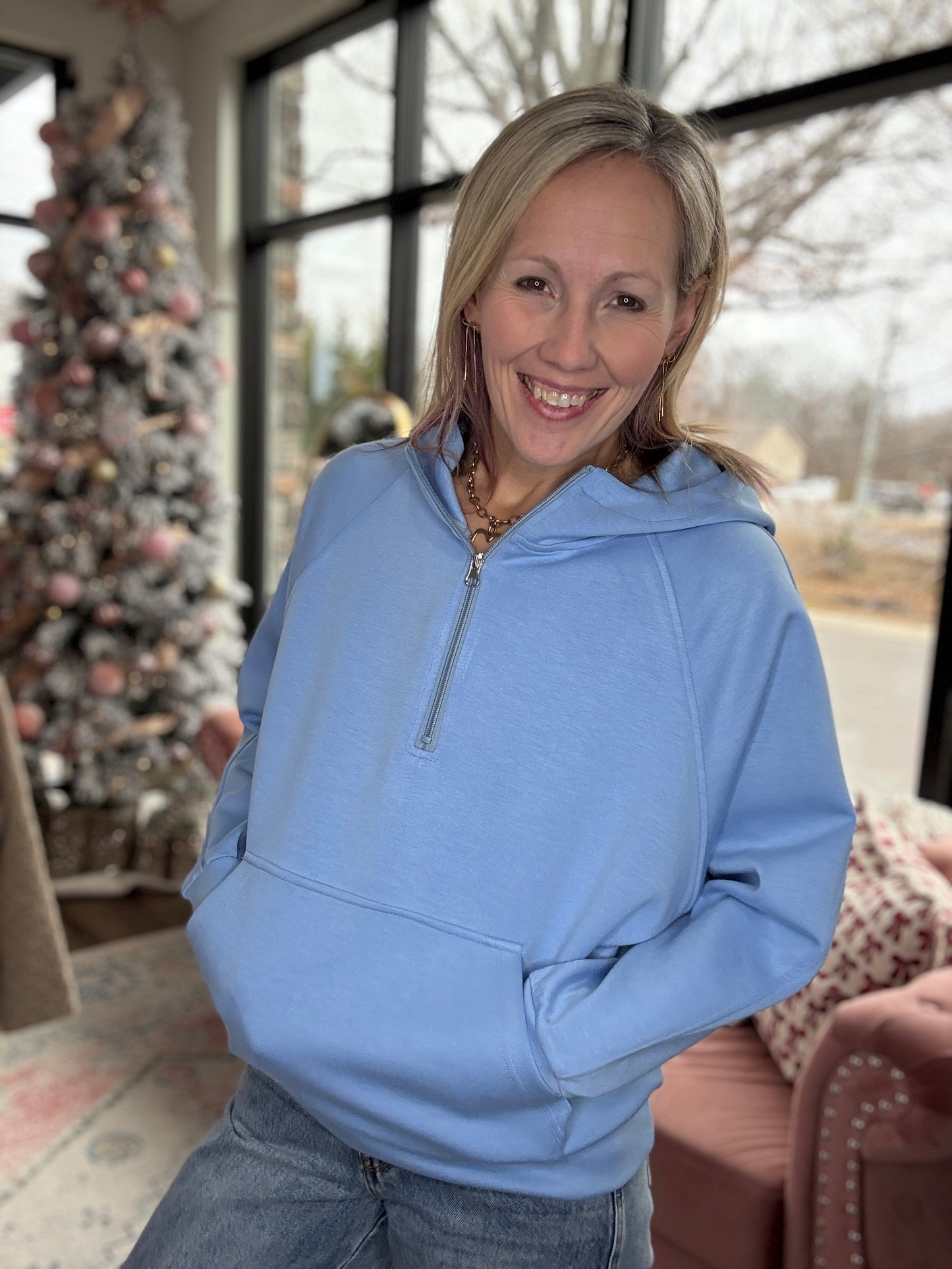 On the Go Luxe Pullover- Blue