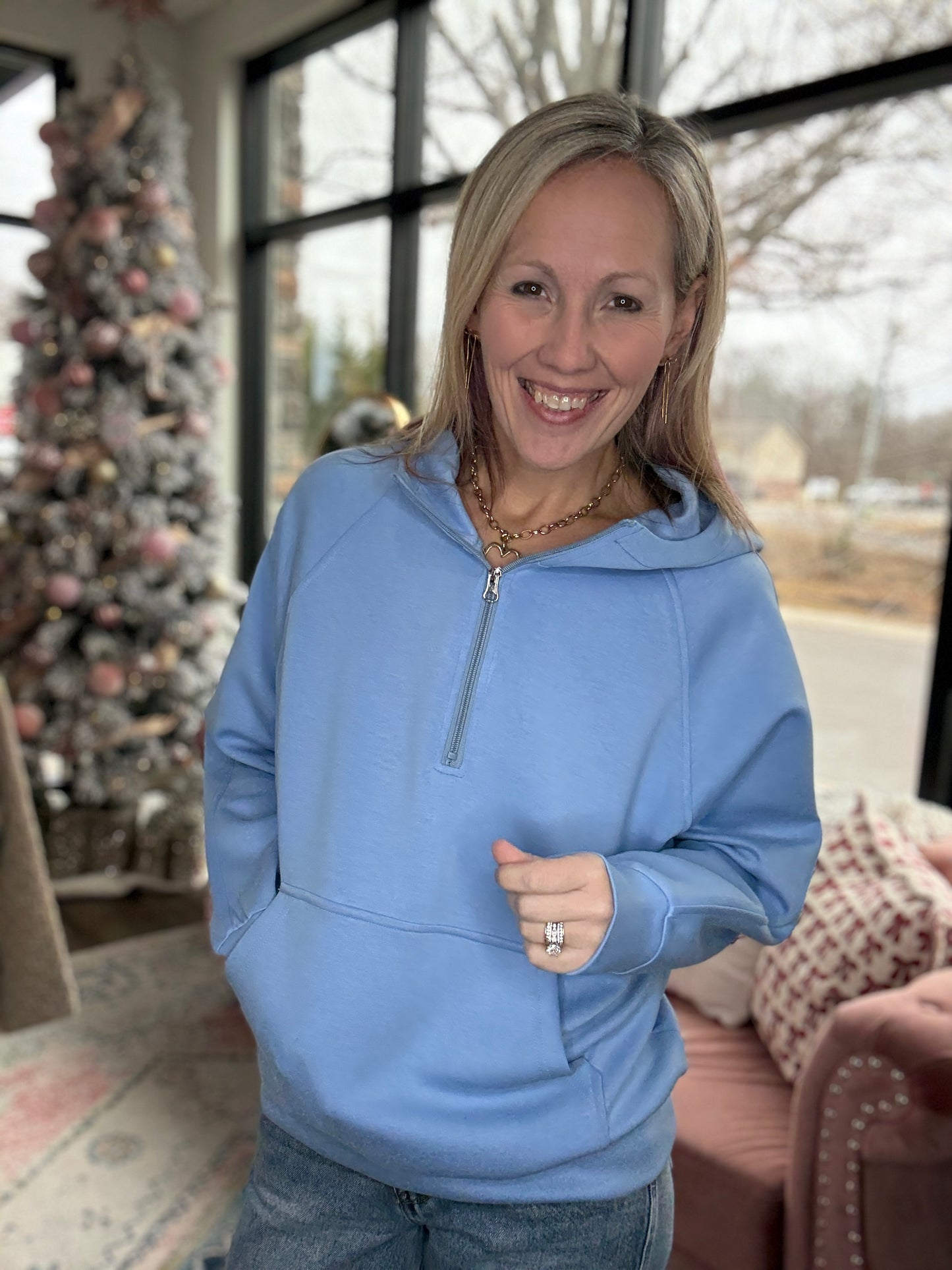 On the Go Luxe Pullover- Blue