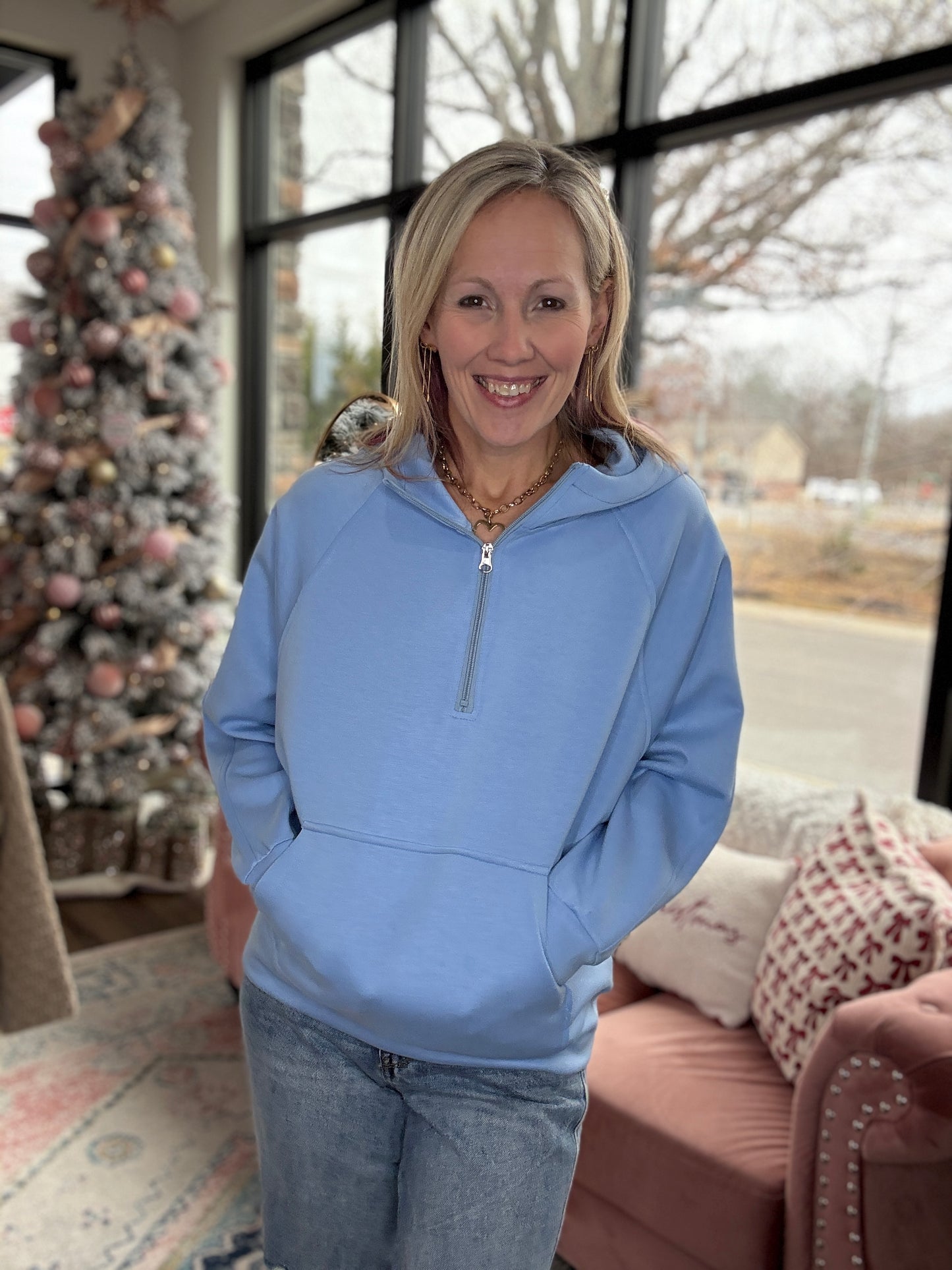 On the Go Luxe Pullover- Blue