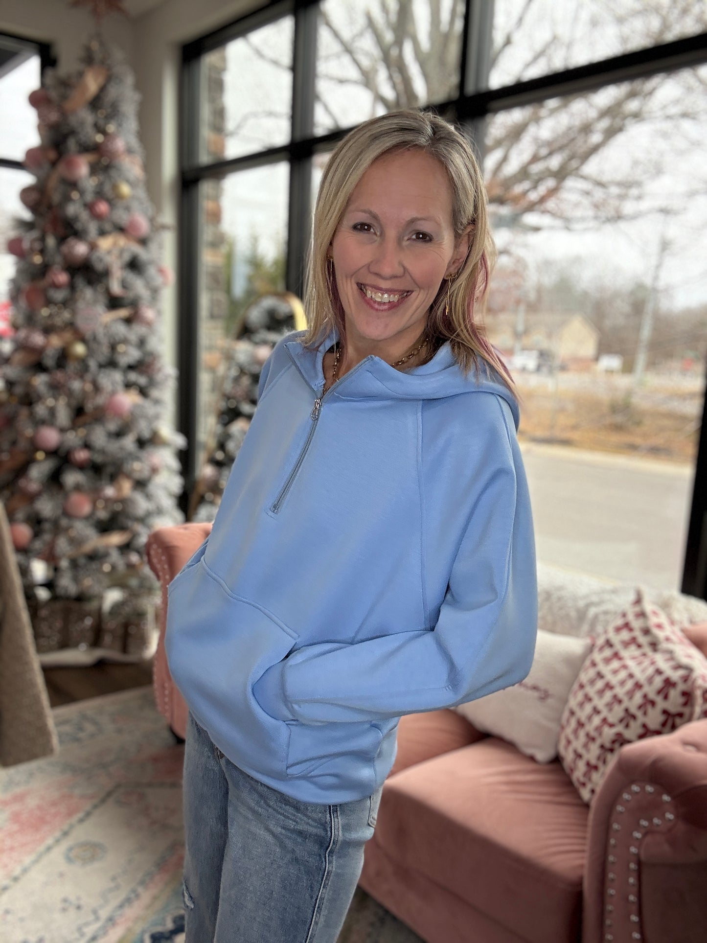On the Go Luxe Pullover- Blue