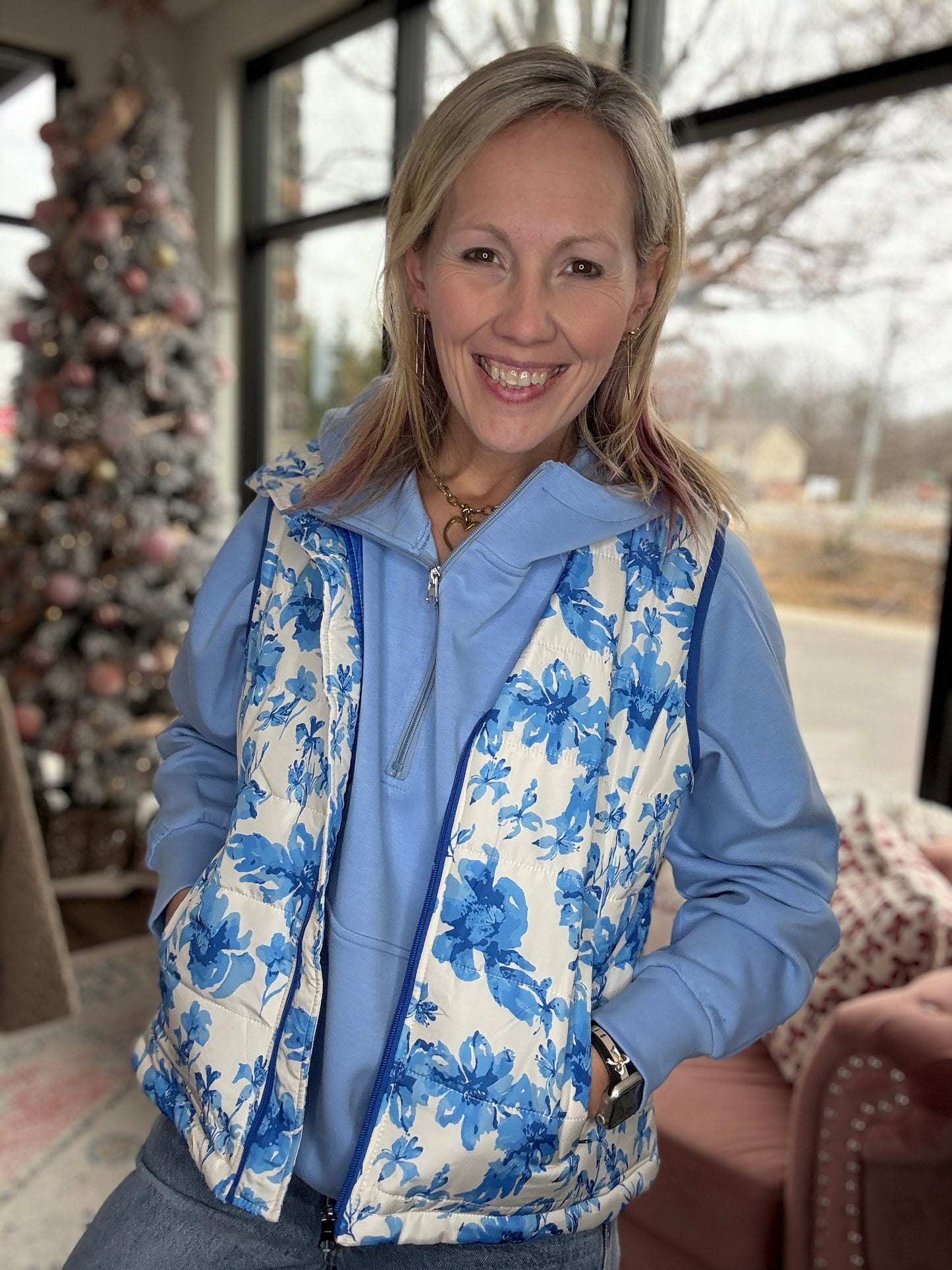 On the Go Luxe Pullover- Blue