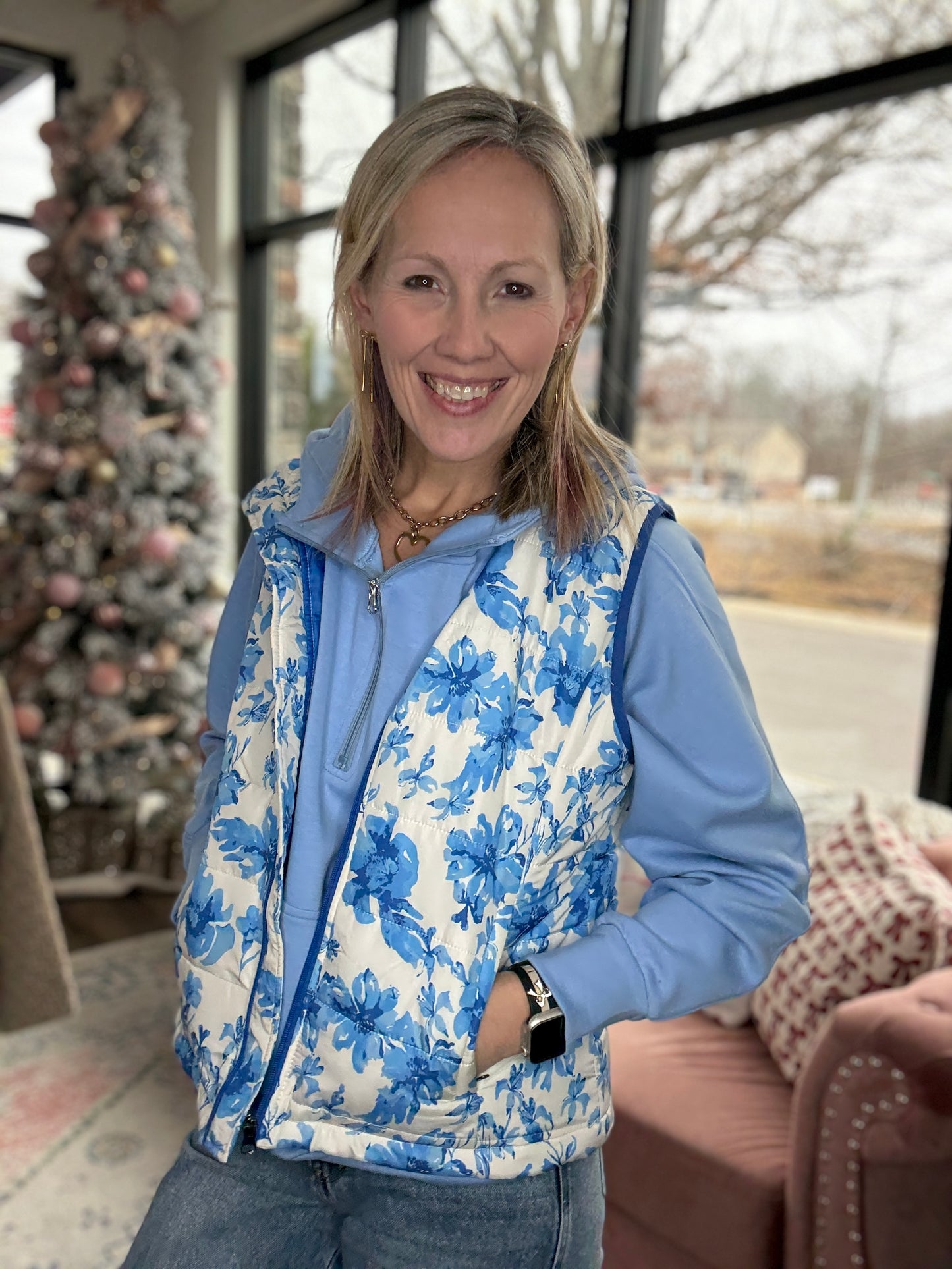 On the Go Luxe Pullover- Blue