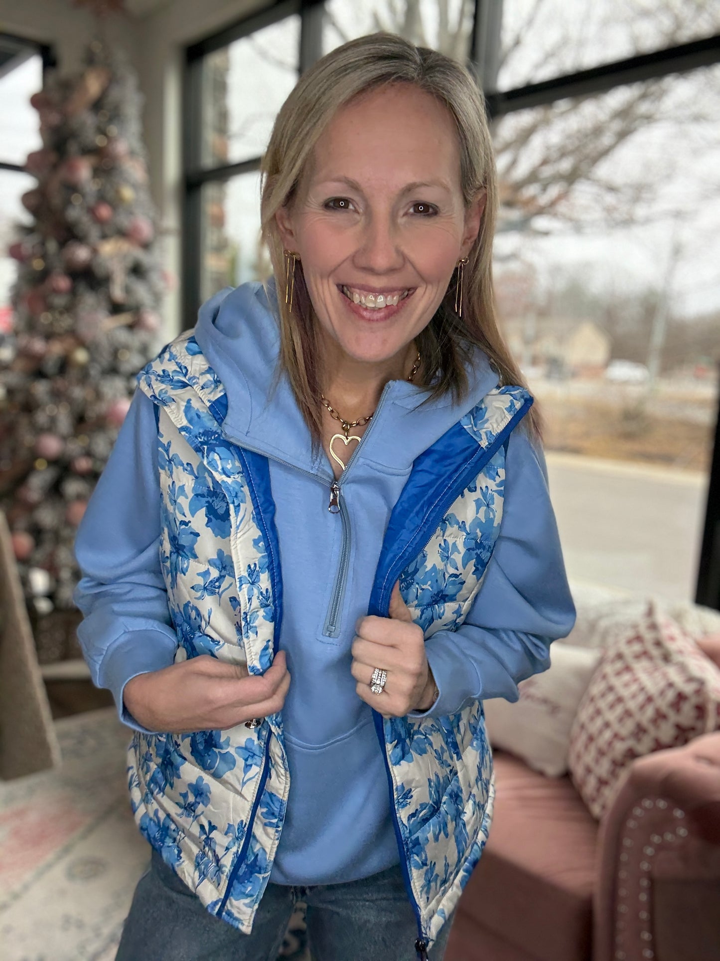 On the Go Luxe Pullover- Blue