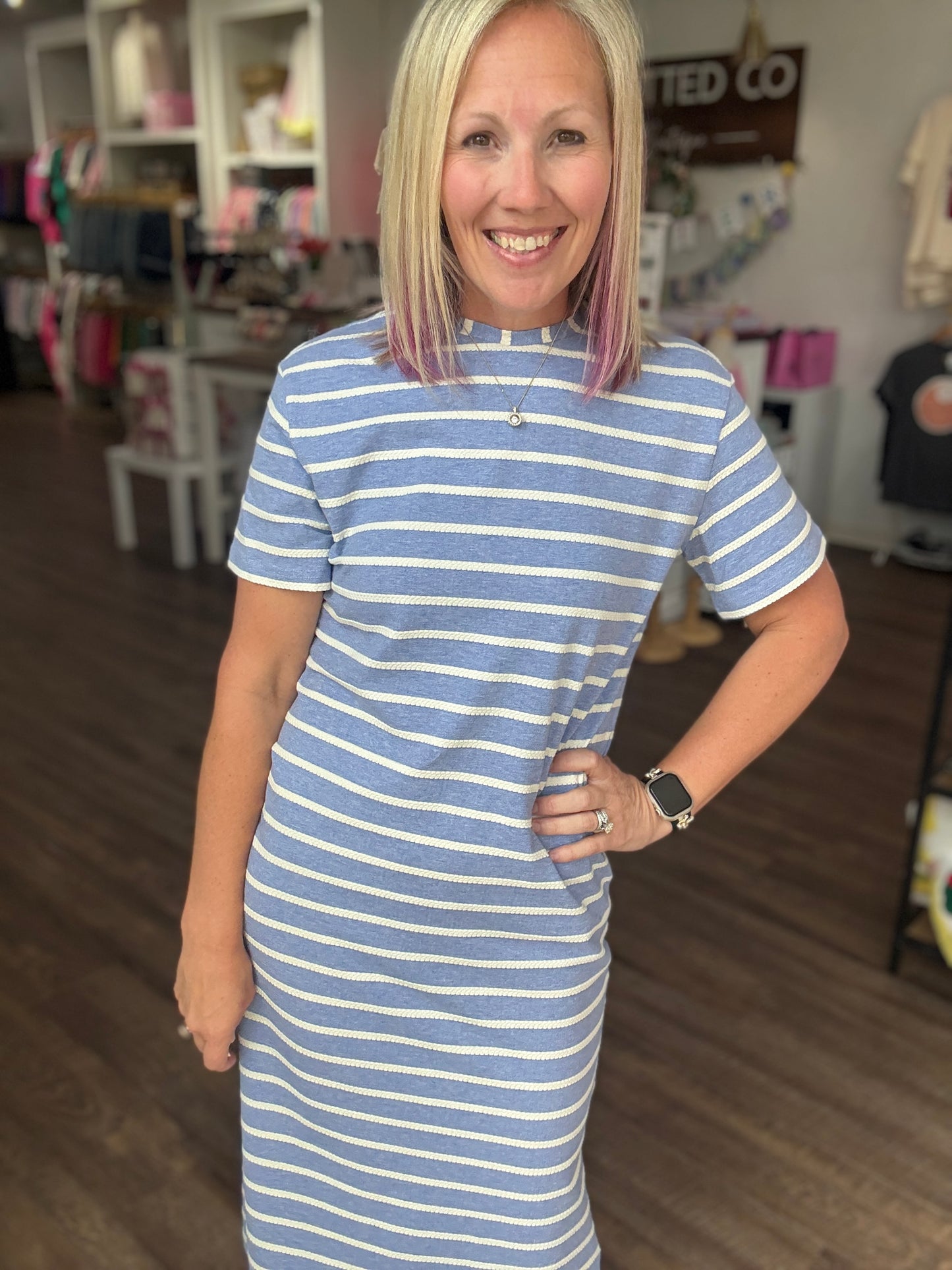 Everyday Ease Dress- Vista Blue