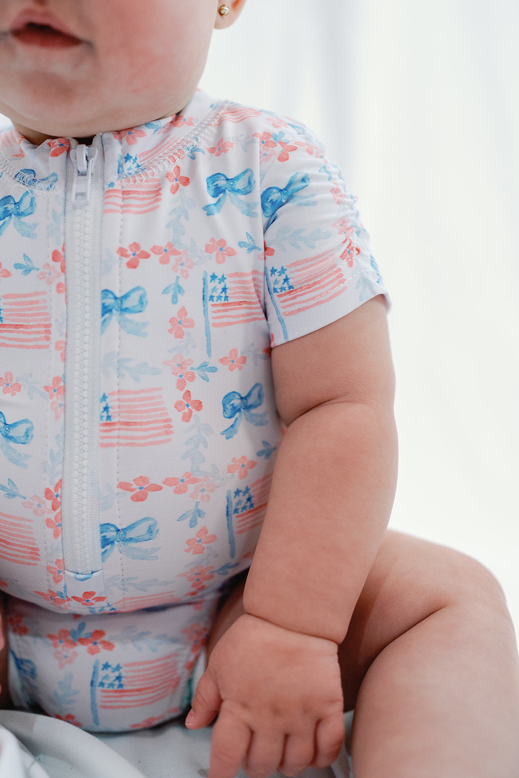 Patriotic Flags Zip Up Swim