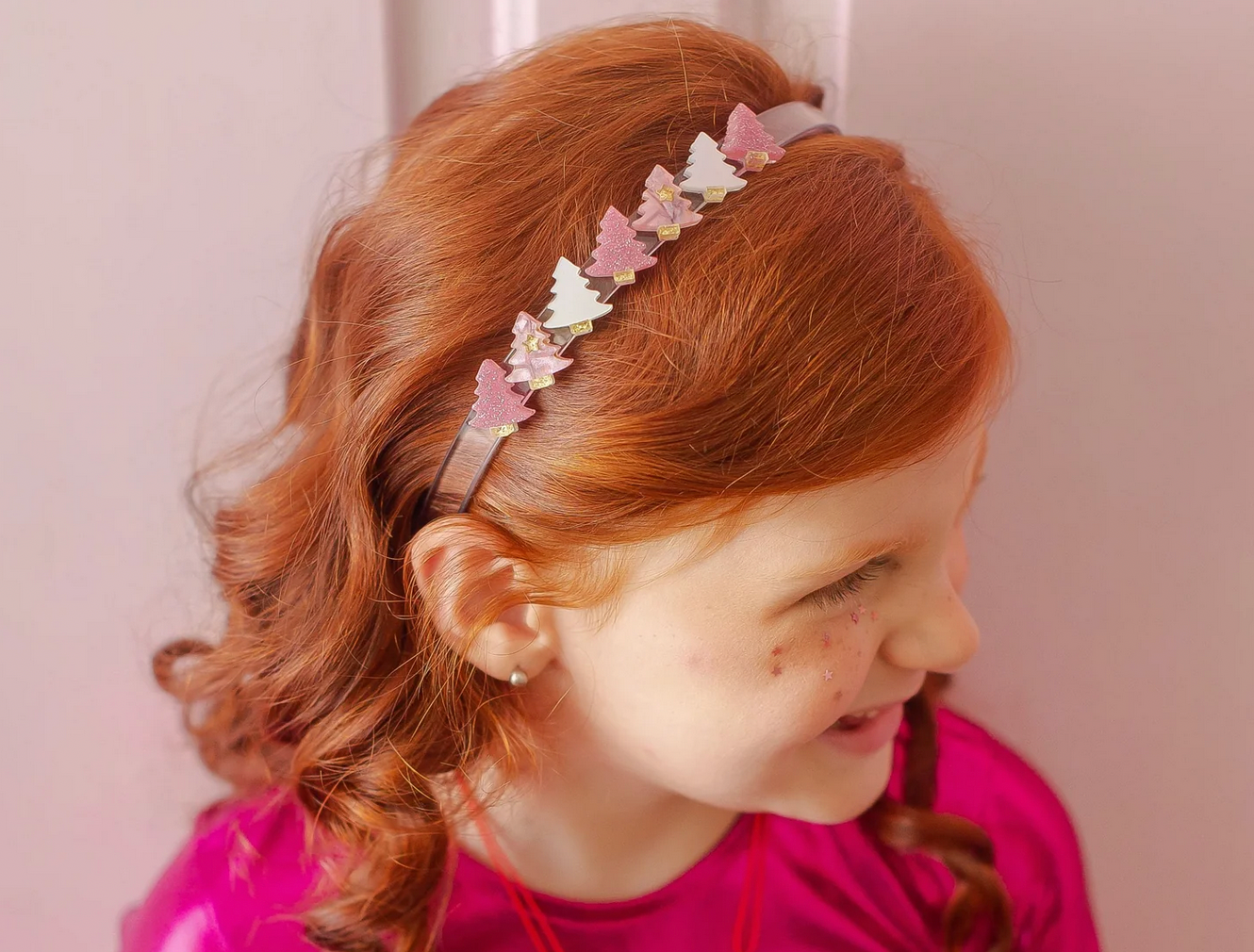 Pink Christmas Tree Headband