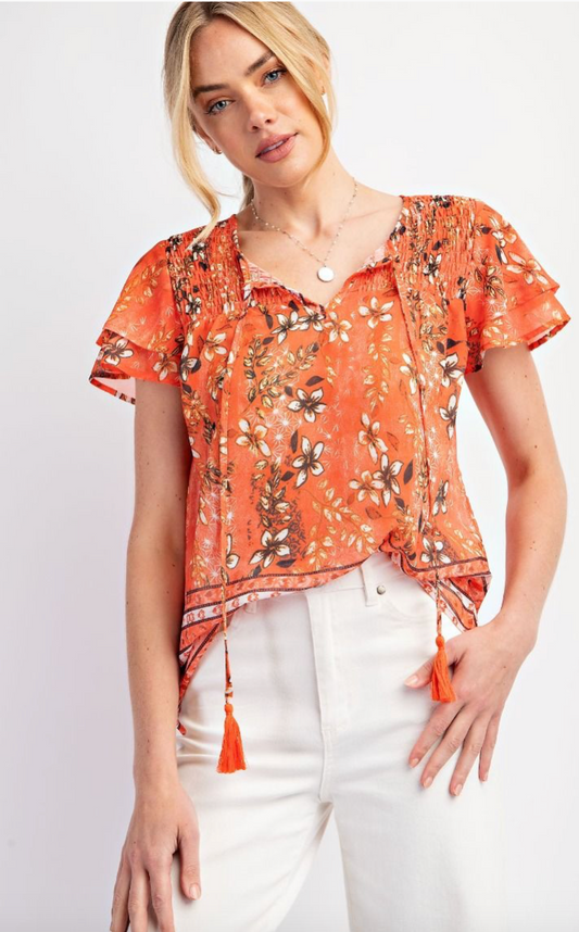 Orange Chiffon Top