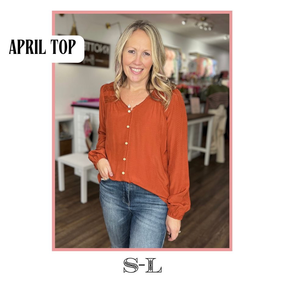 April Textured Top- Rust