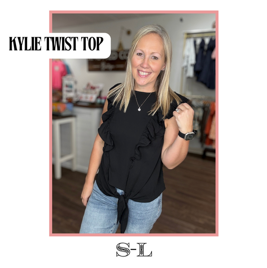 Kylie Twist Tie Top- Black (S,M)