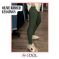 Ribbed Leggings -Olive